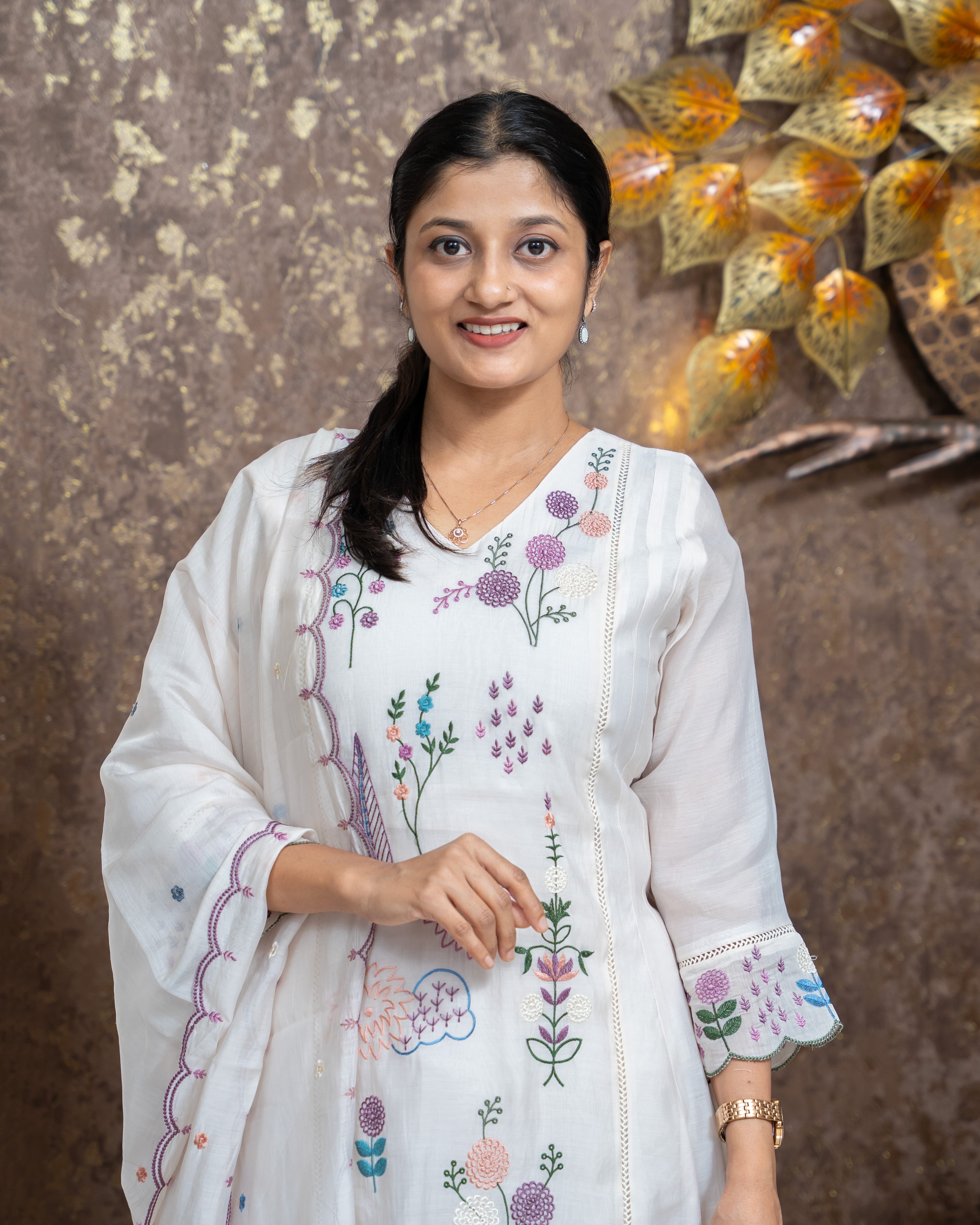 Load image into Gallery viewer, Mul Chanderi Suit-5446
