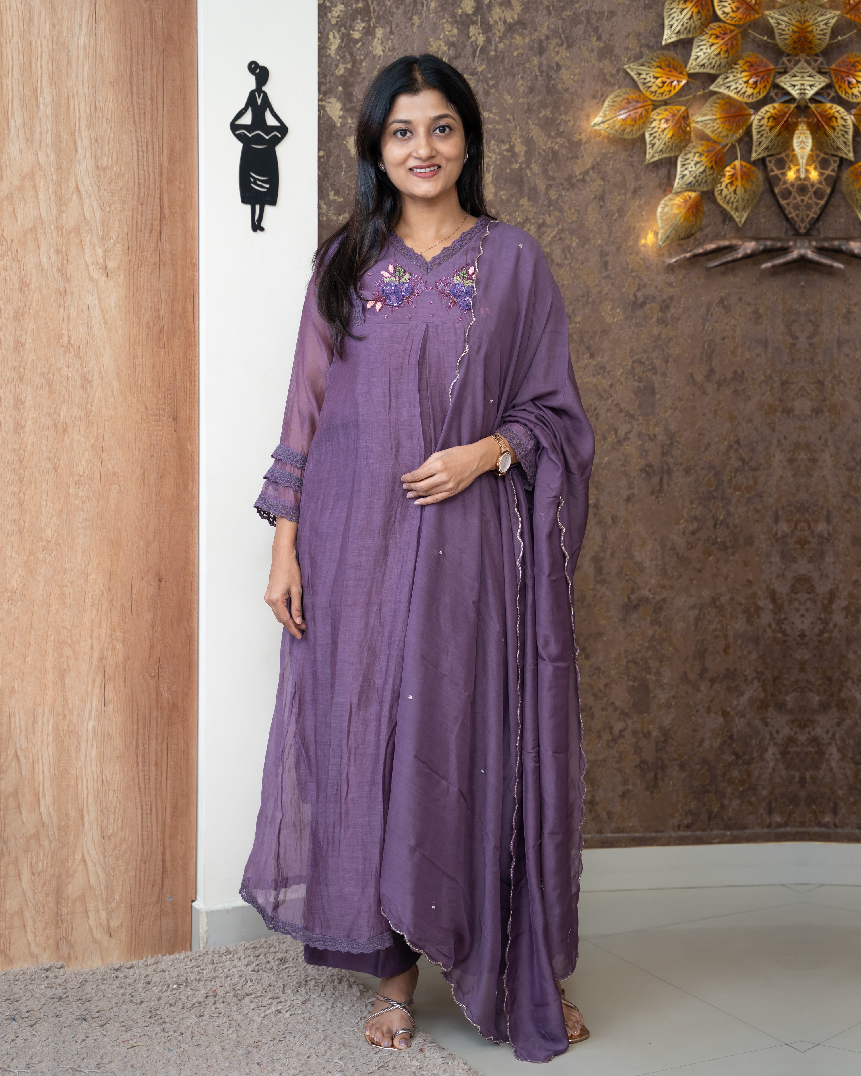 Load image into Gallery viewer, Mul Chanderi Suit-5444
