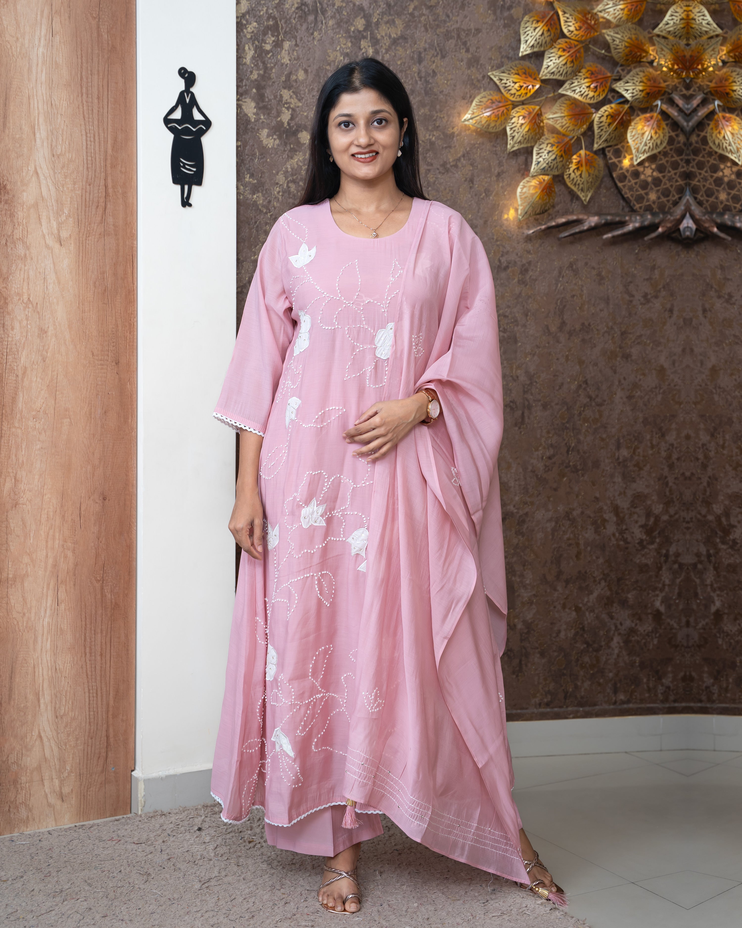 Load image into Gallery viewer, Mul chanderi suit-5787
