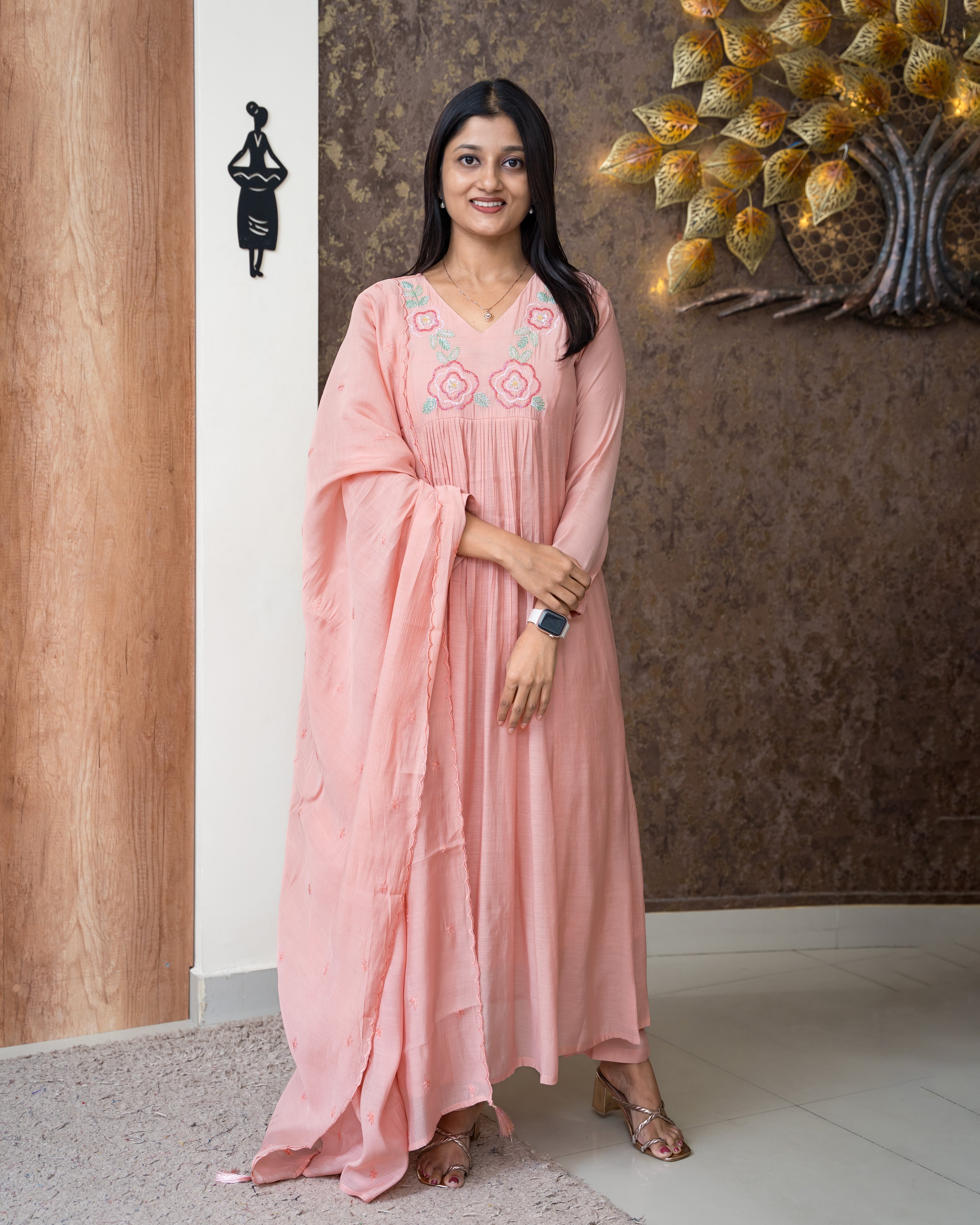 Load image into Gallery viewer, Mul Chanderi Suit-6062
