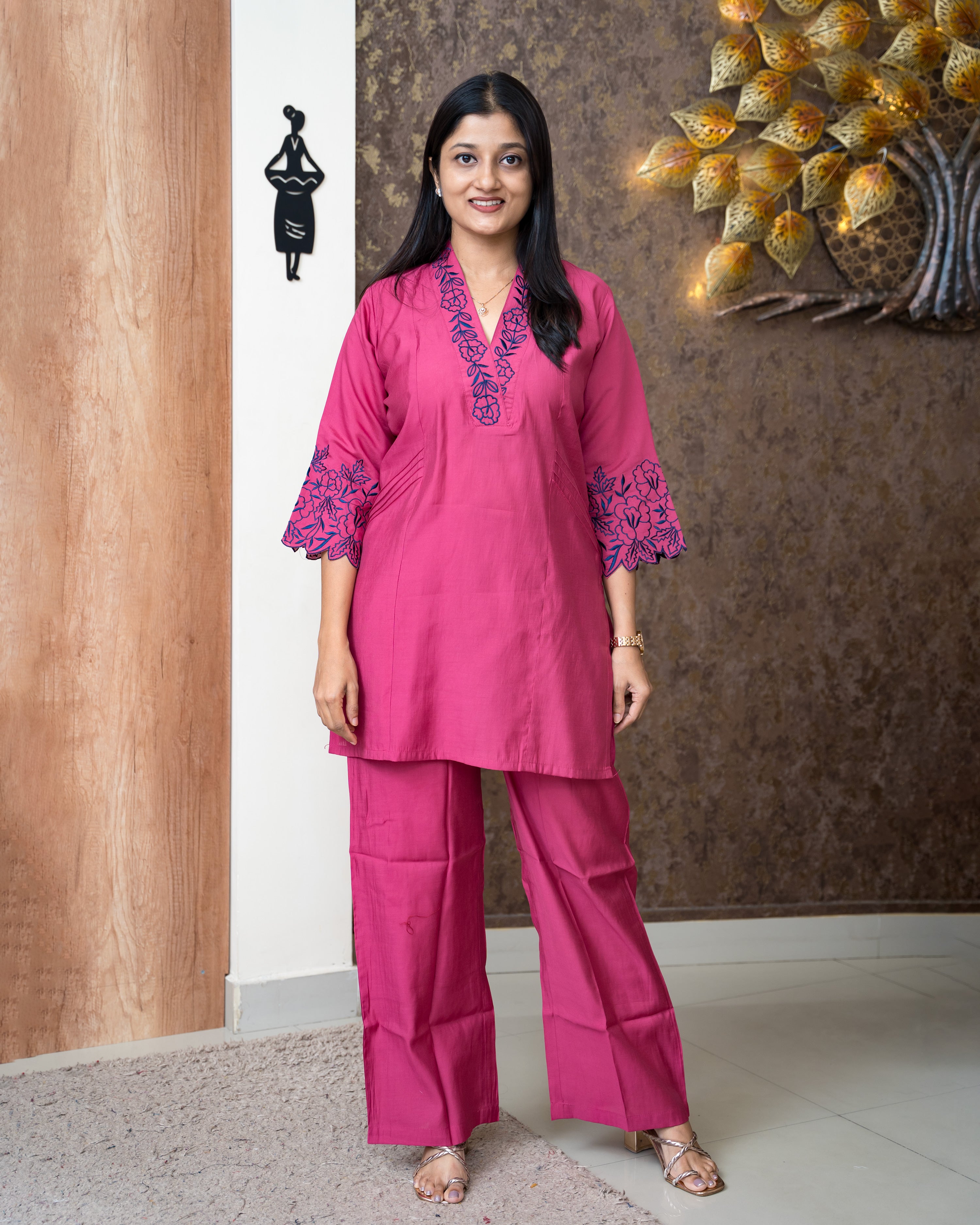 Load image into Gallery viewer, Muslin Silk Co-Ord Set-6137
