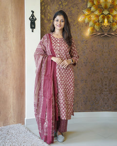Printed Cotton Kurti Set-1916