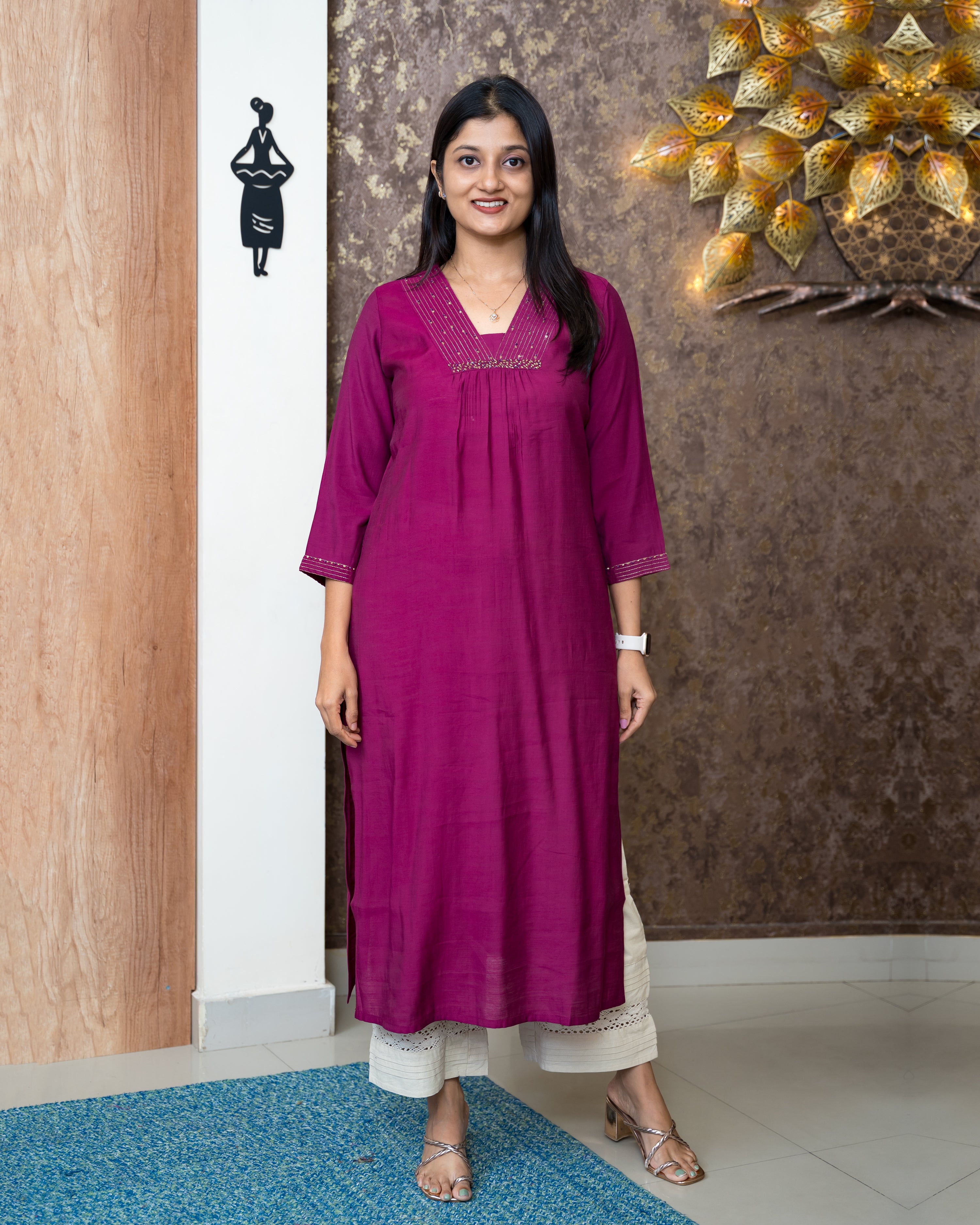 Load image into Gallery viewer, Semi Silk Kurti-6406
