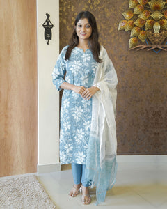 Printed Cotton Kurti Set - 2340