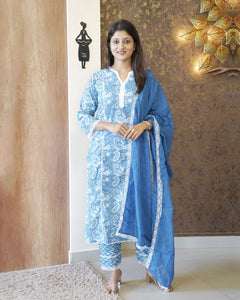 Printed Cotton Kurti Set - 2407