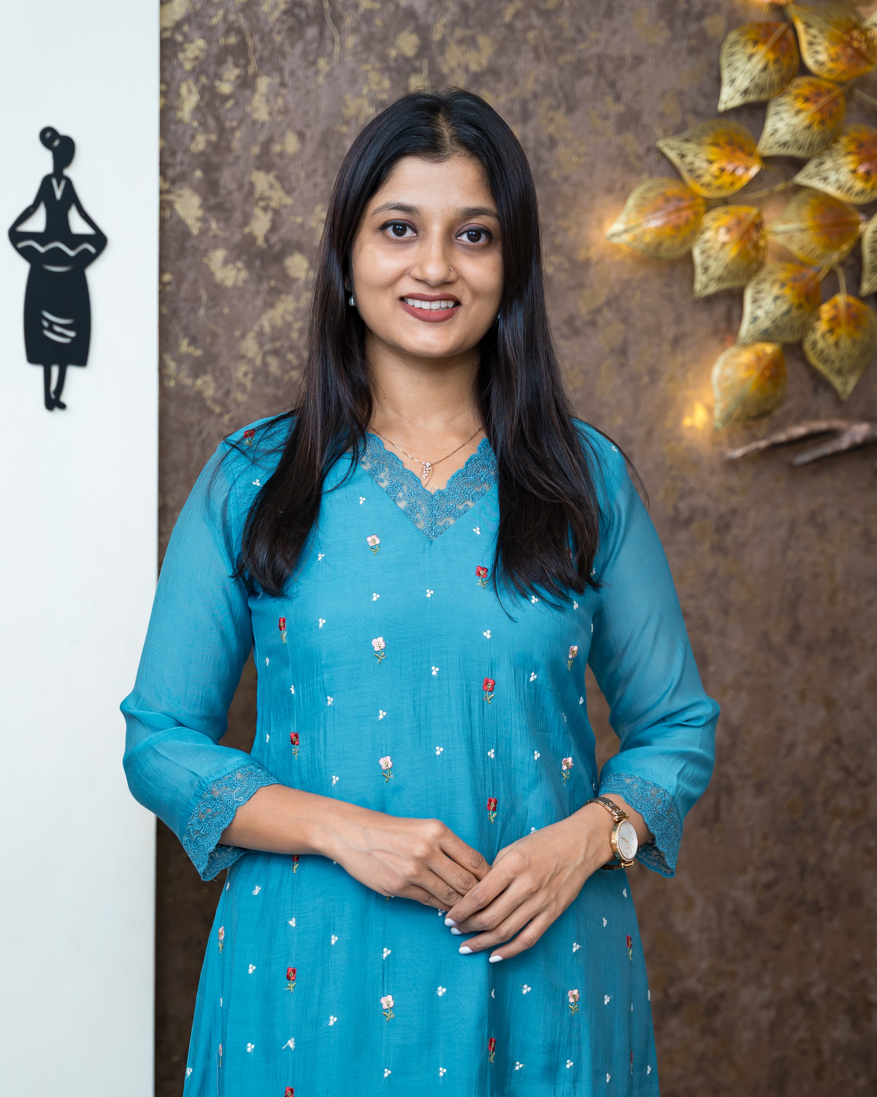 Load image into Gallery viewer, Mul Chanderi Kurti-6545
