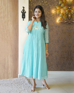 Mul Chanderi Designer Kurti ( Pre-Order) - 2549