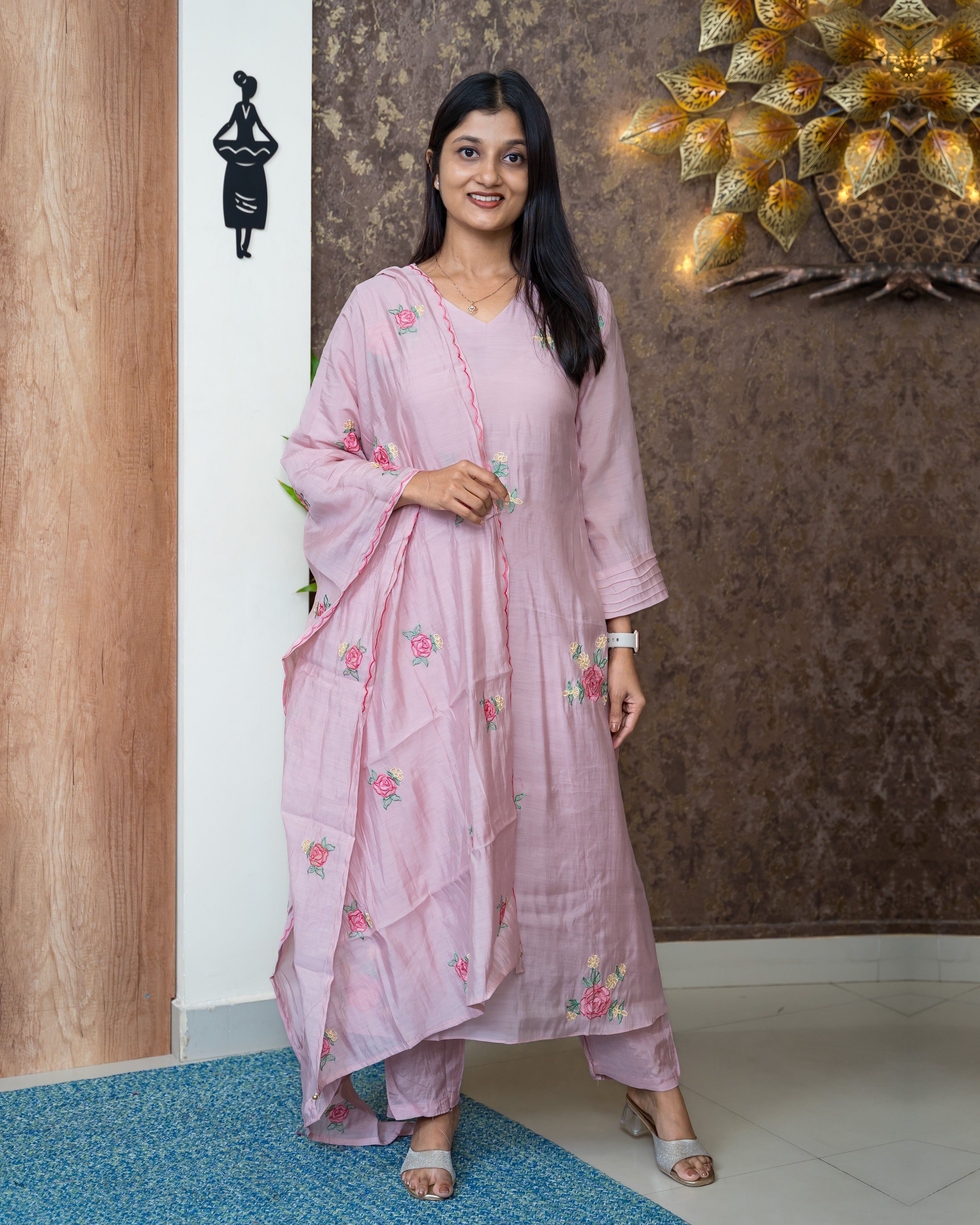 Load image into Gallery viewer, Mul Chanderi Suit-6789
