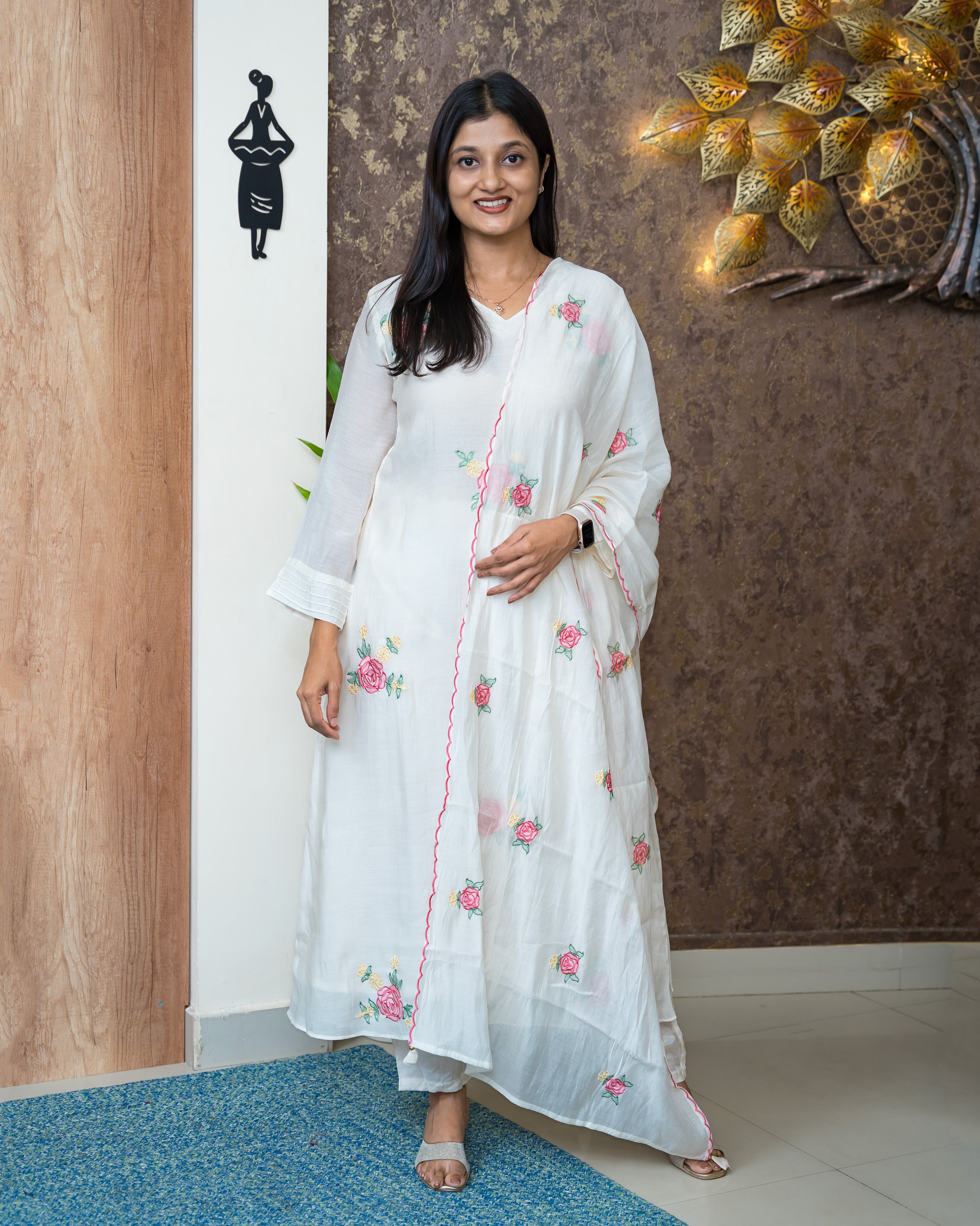 Load image into Gallery viewer, Mul Chanderi Suit-6789
