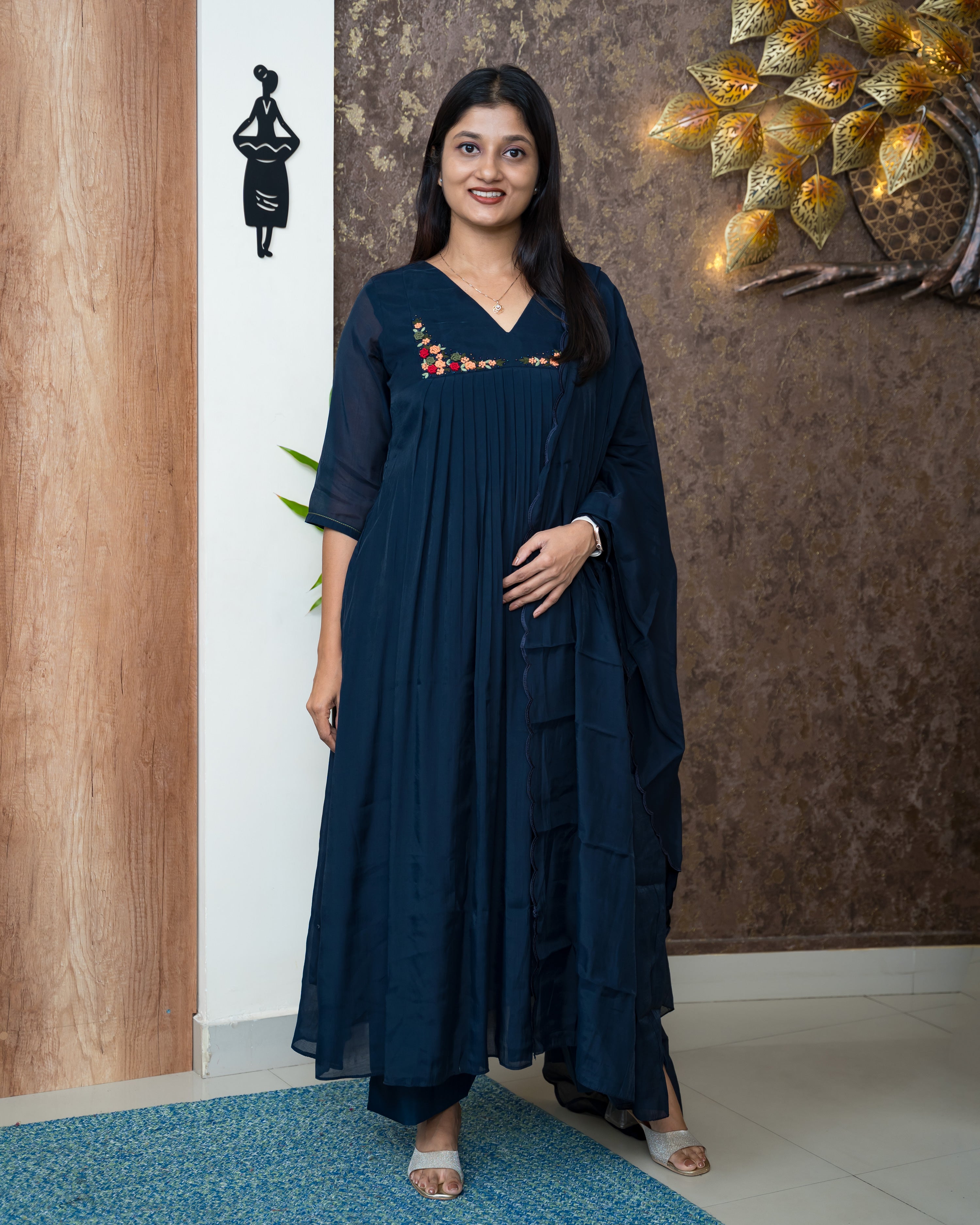 Load image into Gallery viewer, Mul Chanderi Suit-6788
