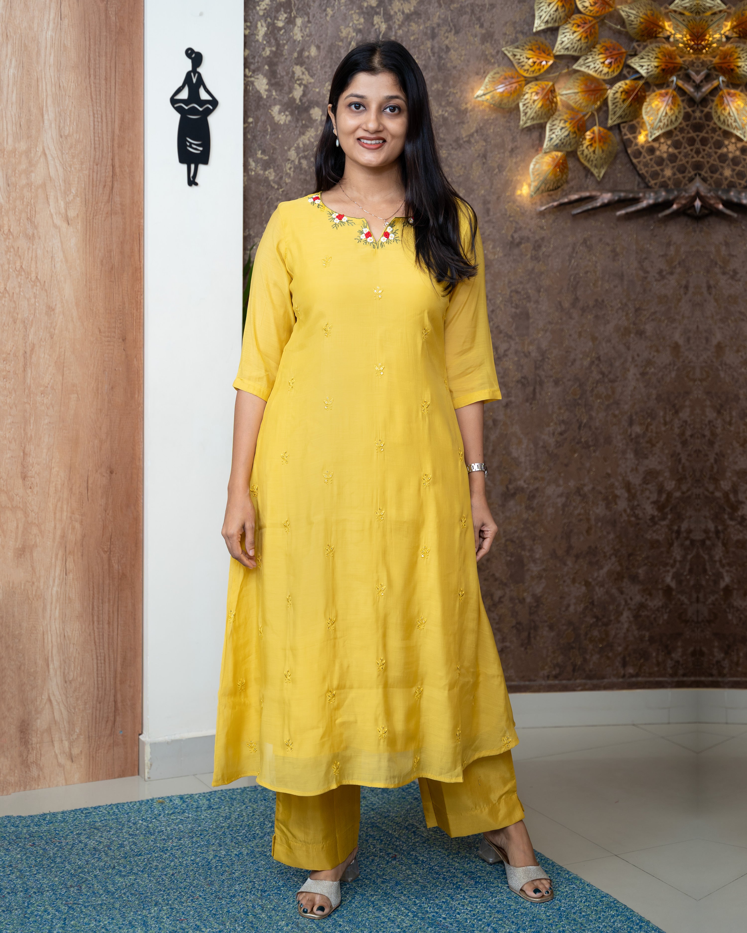 Load image into Gallery viewer, Mul Chanderi Co-Ord set-7087
