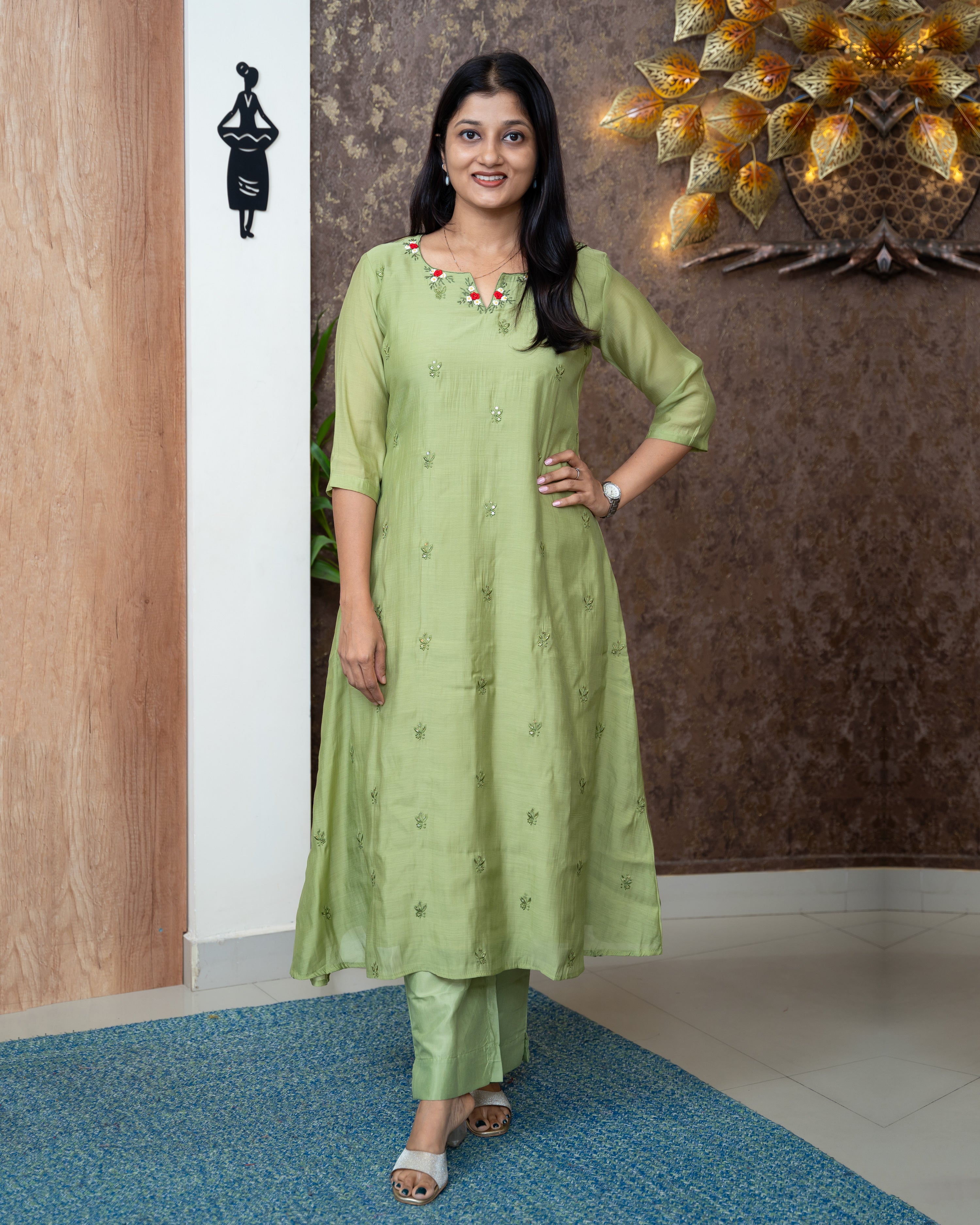 Load image into Gallery viewer, Mul Chanderi Co-Ord set-7087
