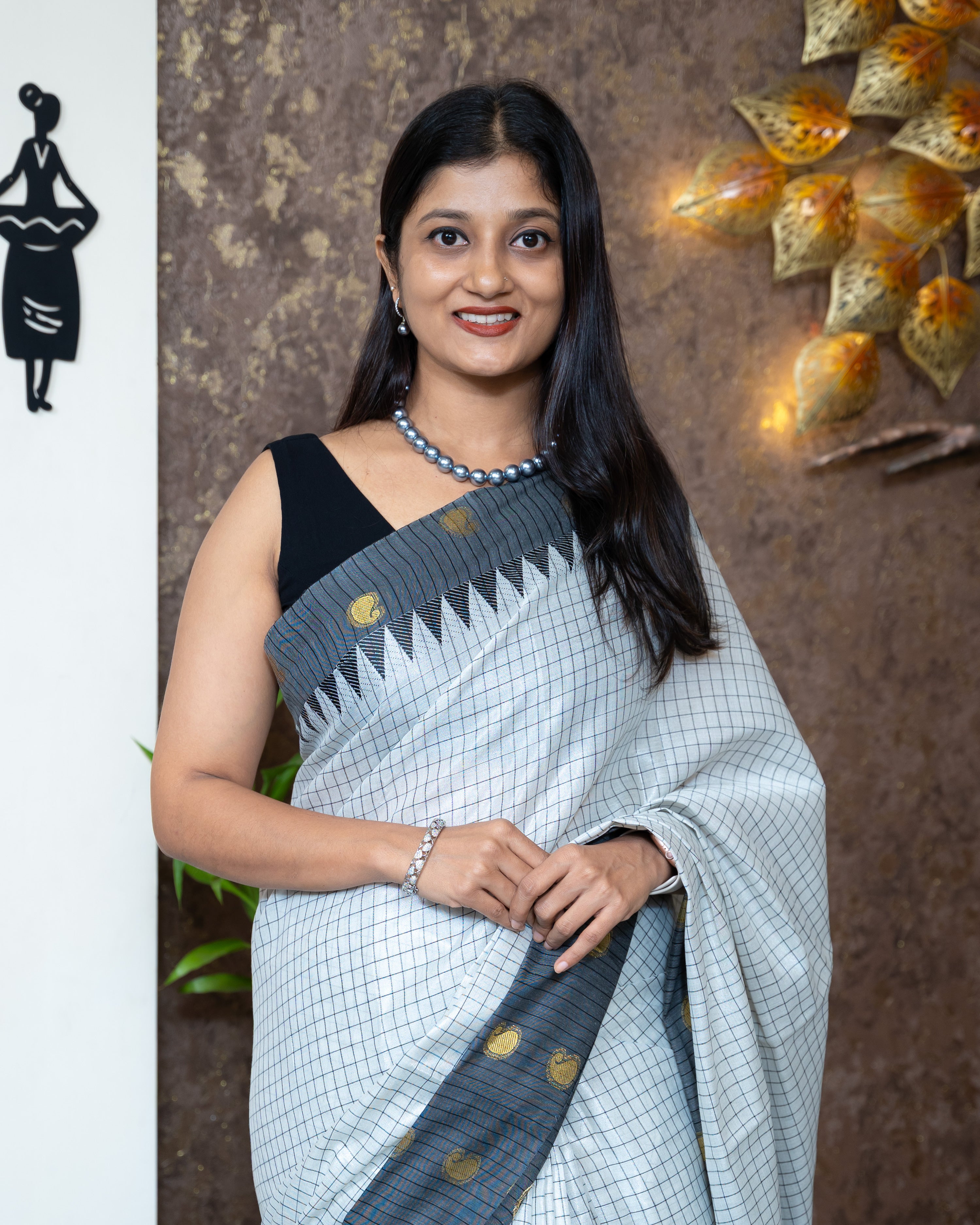 Load image into Gallery viewer, Silver Tissue Cotton saree-7290
