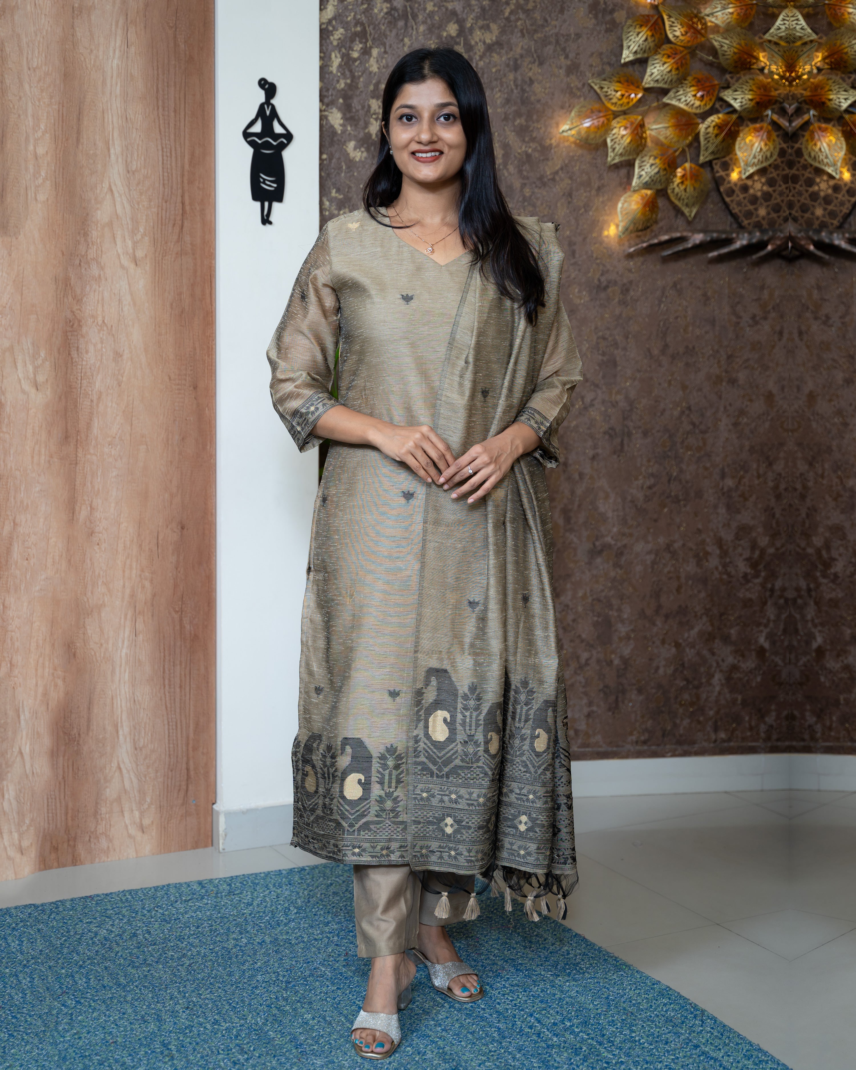 Load image into Gallery viewer, Chanderi Cotton Suit-7393
