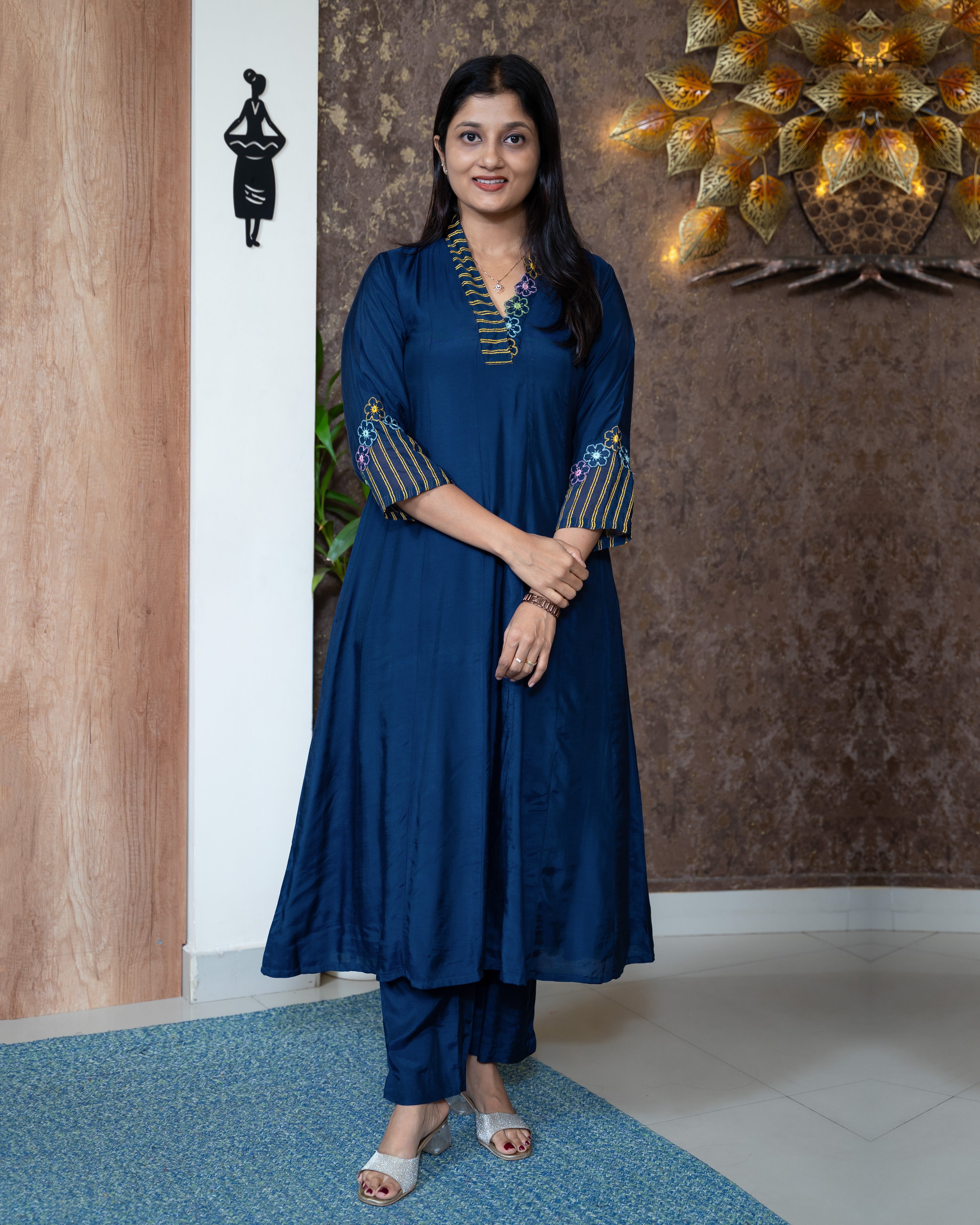 Load image into Gallery viewer, Muslin Silk Co-Ord Set-7641
