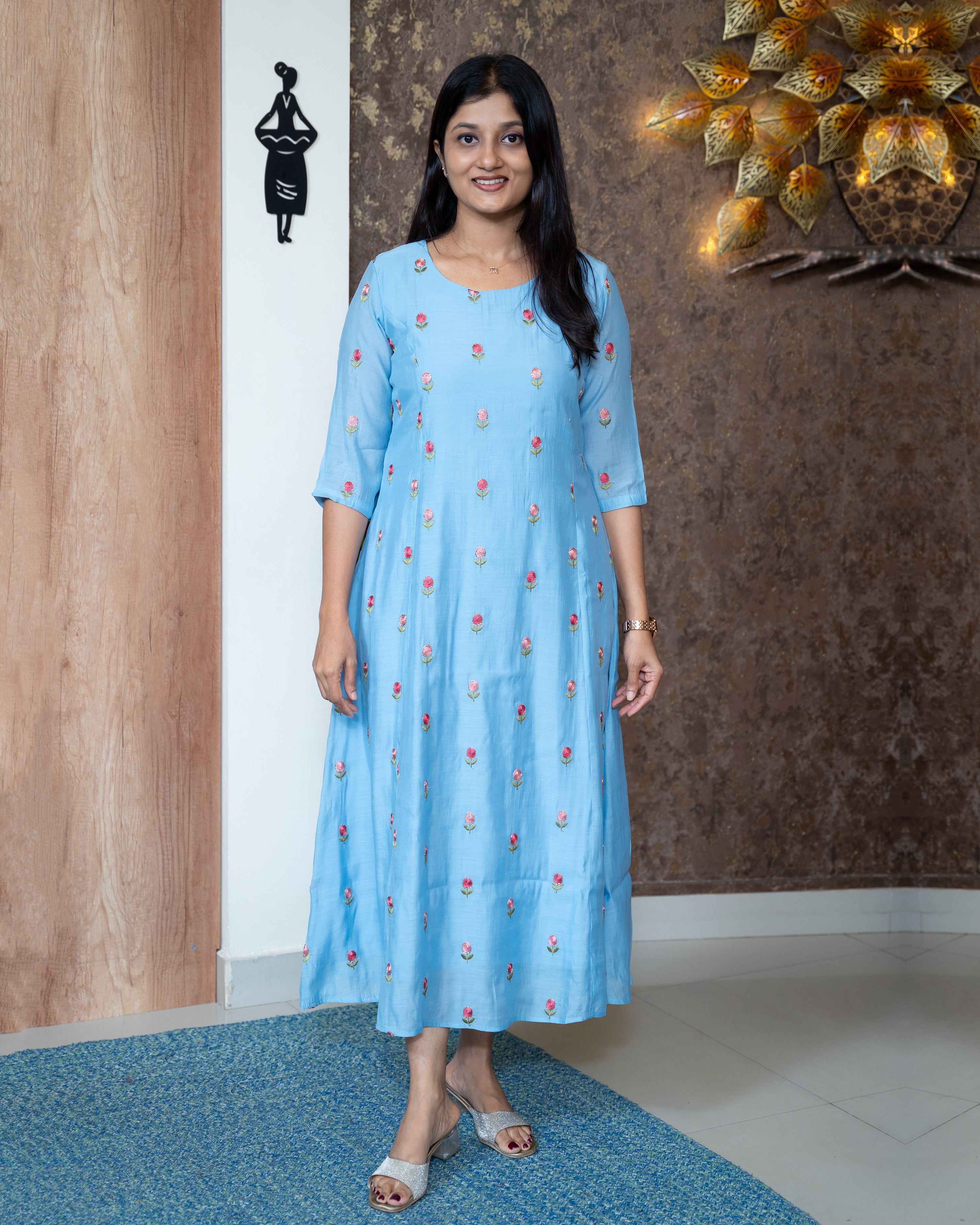 Load image into Gallery viewer, Mul Chanderi Kurti-7638
