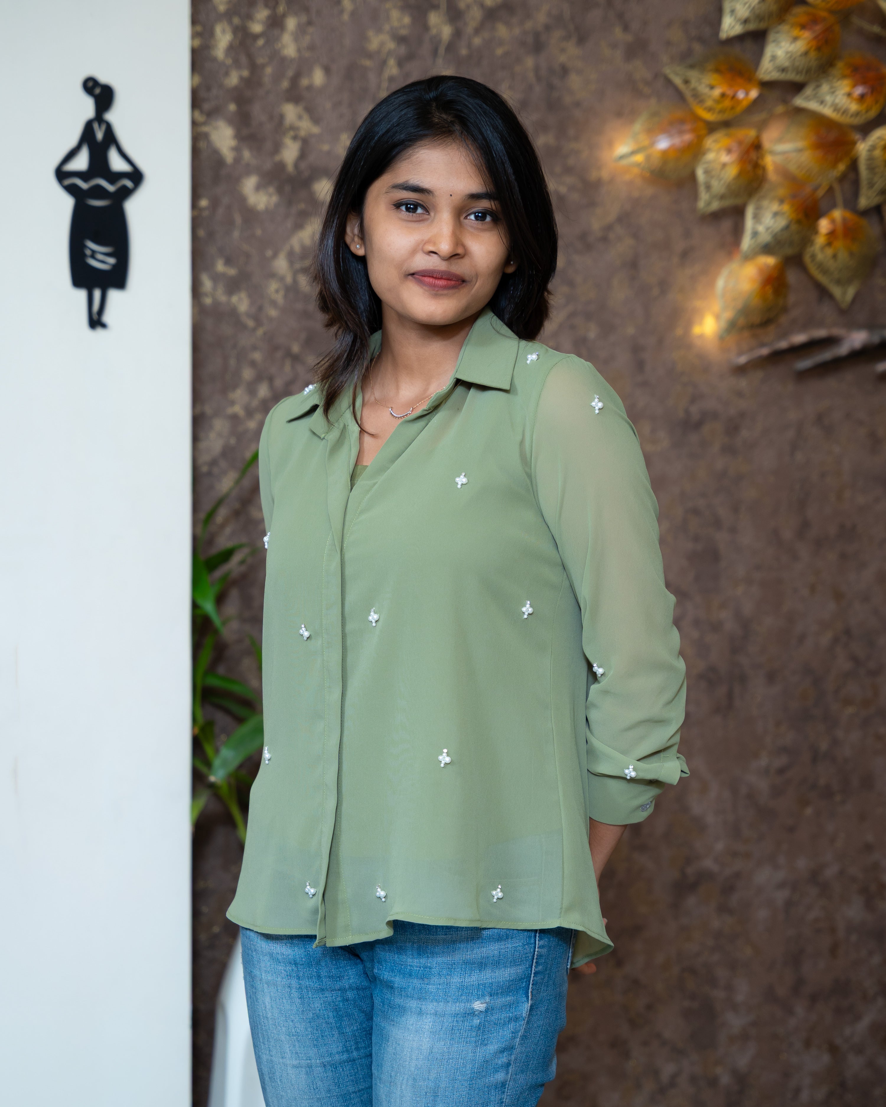 Load image into Gallery viewer, Faux Georgette Designer Shirt(Pre-Order)-1077
