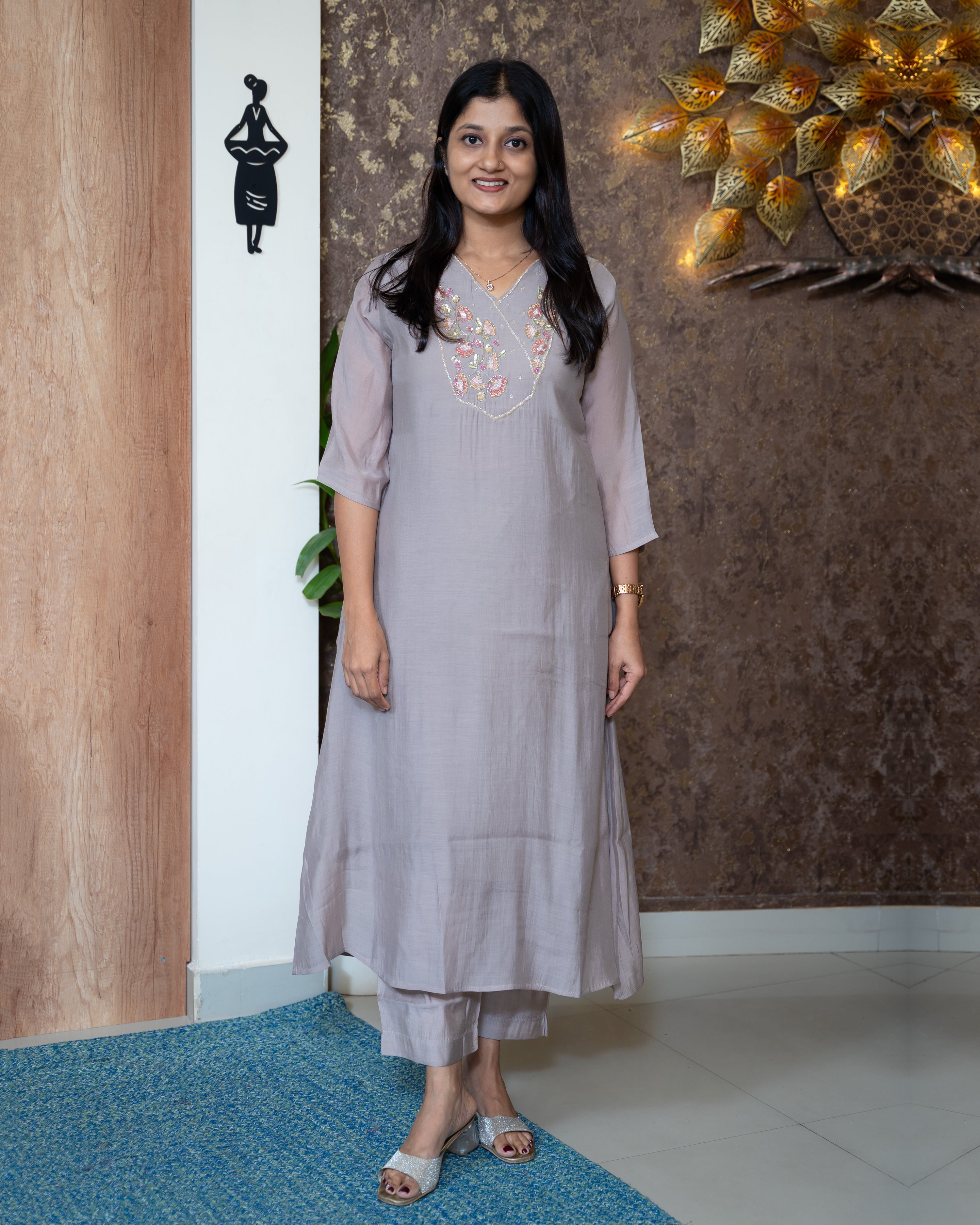 Load image into Gallery viewer, Mul Chanderi Co-Ord Set-7696
