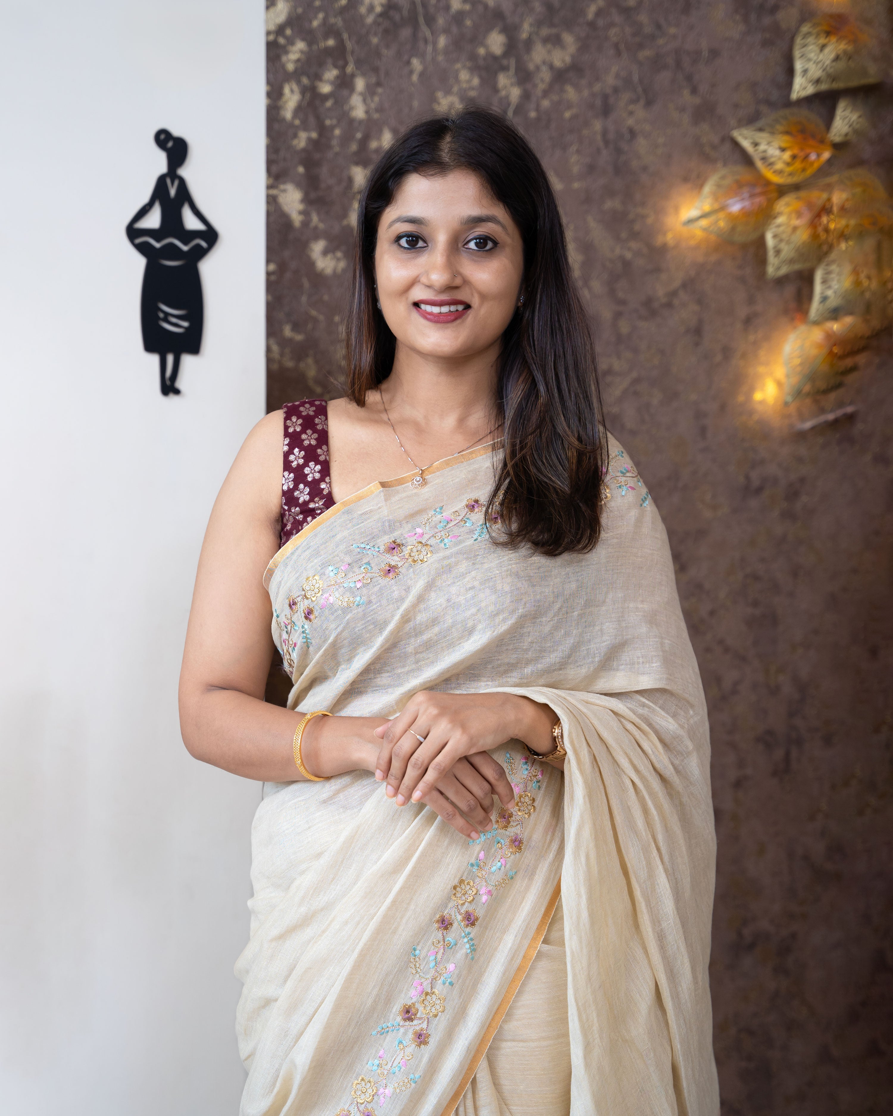 Load image into Gallery viewer, Pure Linen Saree(Pre-Order)-3642
