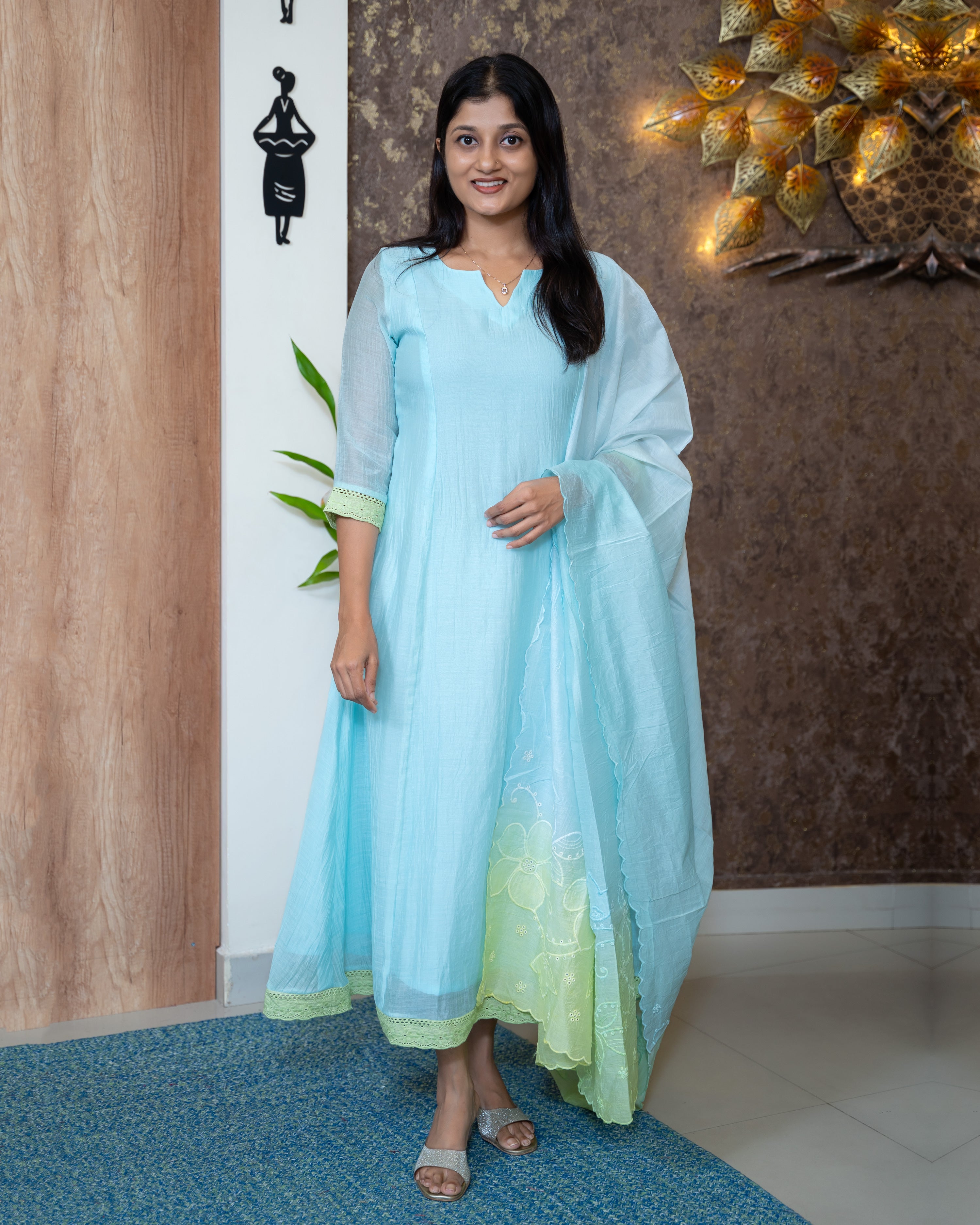 Load image into Gallery viewer, Mul Chnaderi Designer Kurti(Pre-Order)-1013
