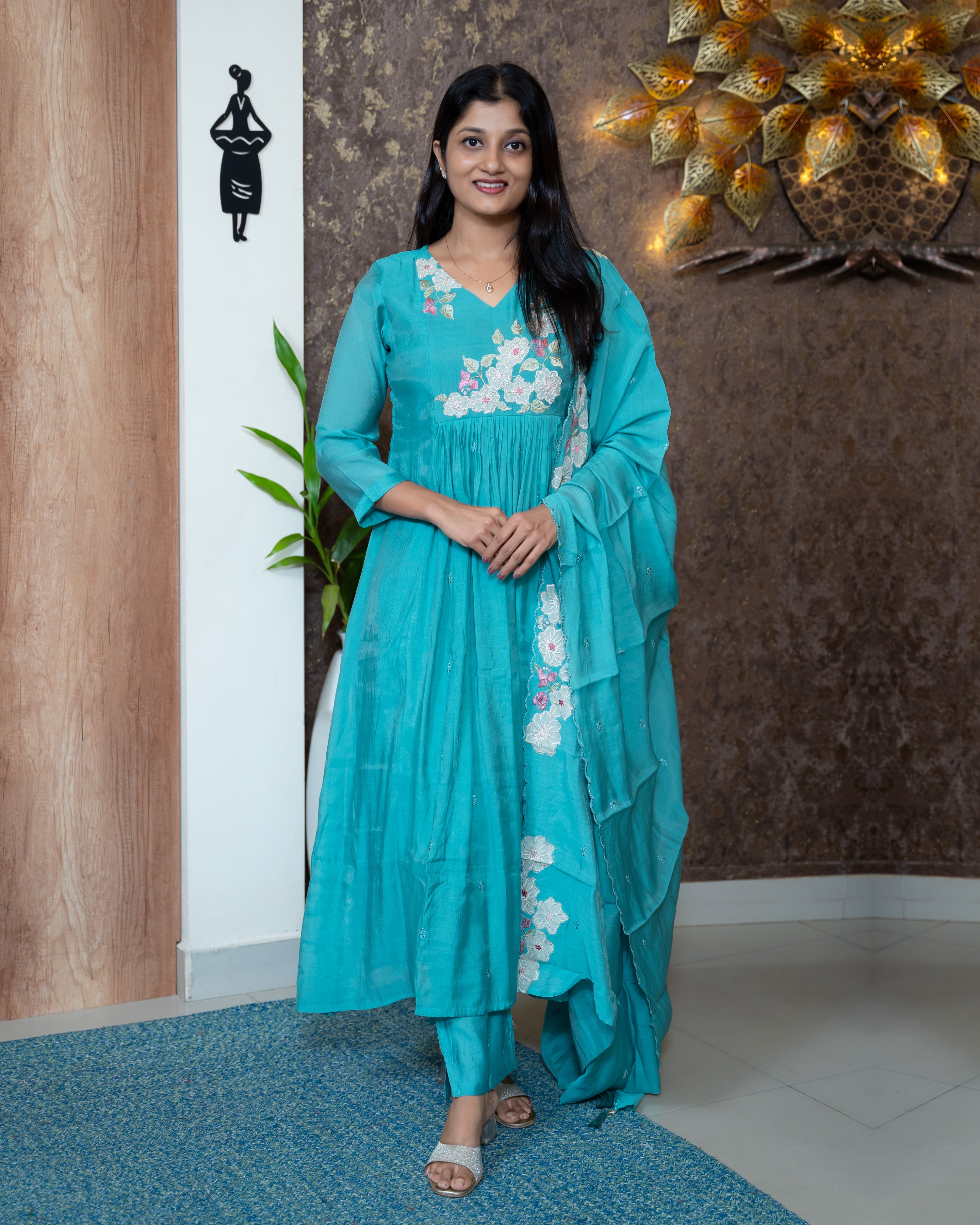 Load image into Gallery viewer, Mul Chanderi Suit-7875
