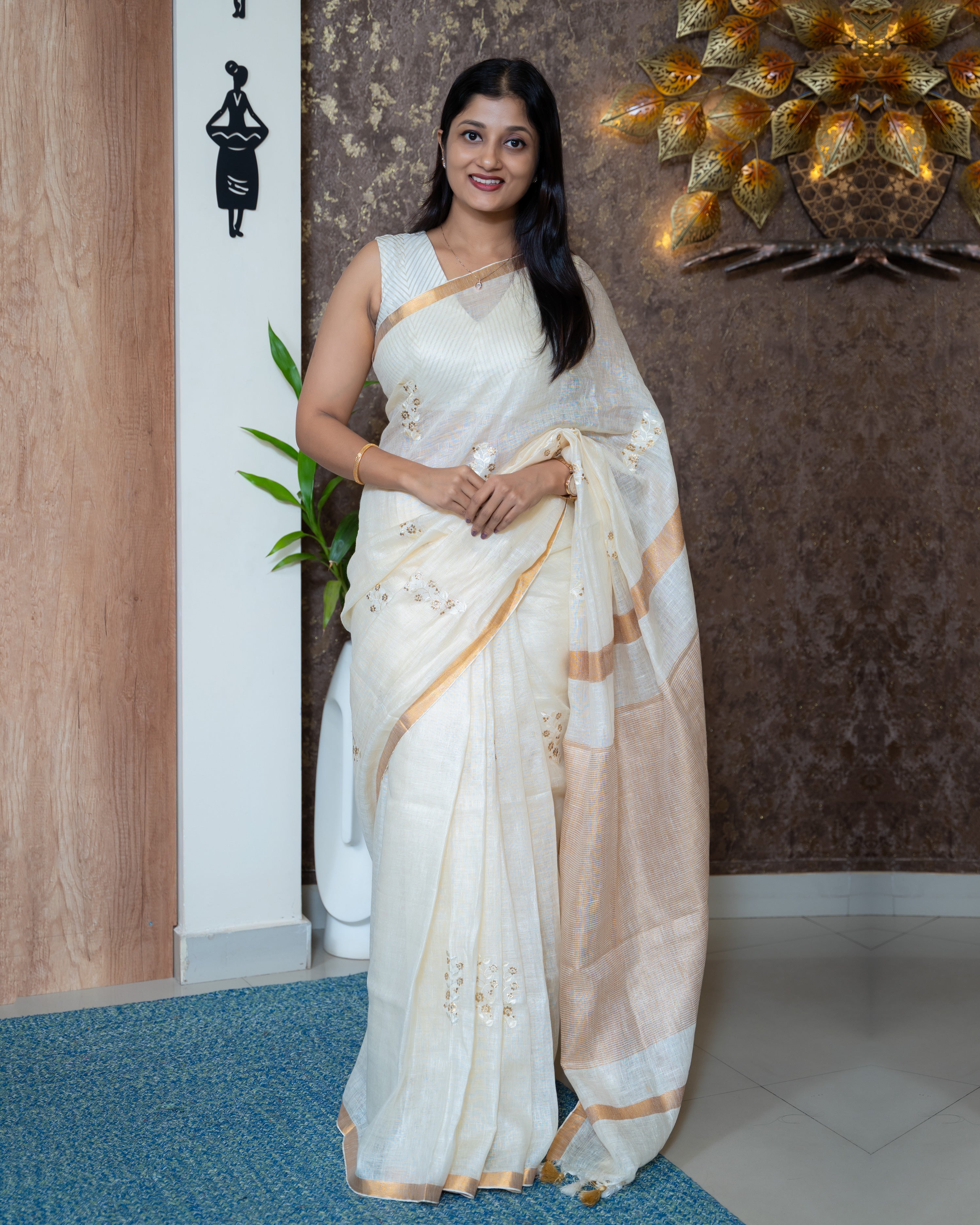 Load image into Gallery viewer, Linen Saree-
