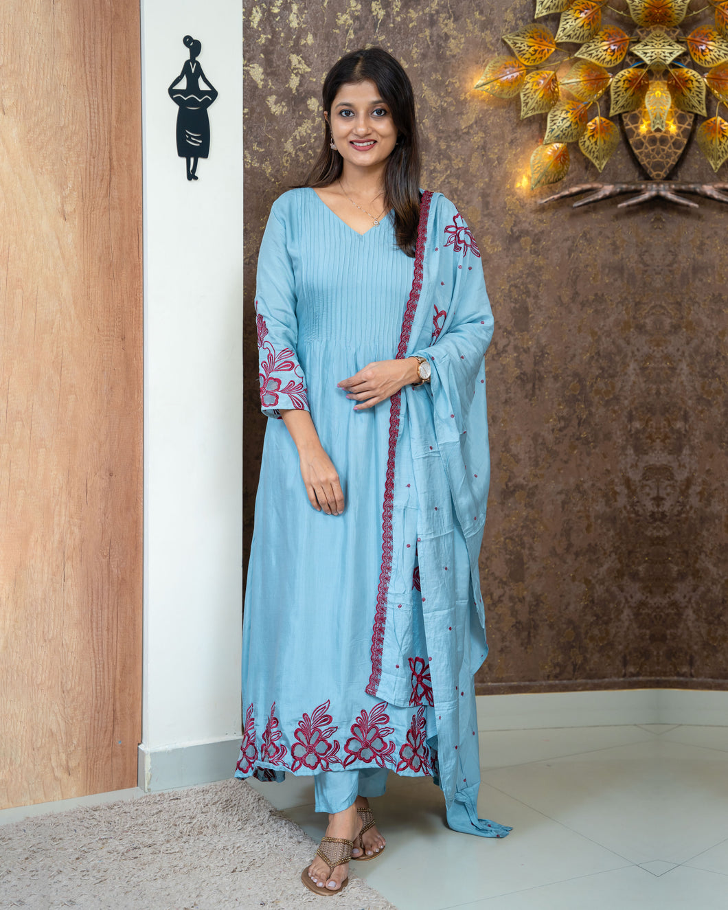 Muslin Silk Designer Suit-3768