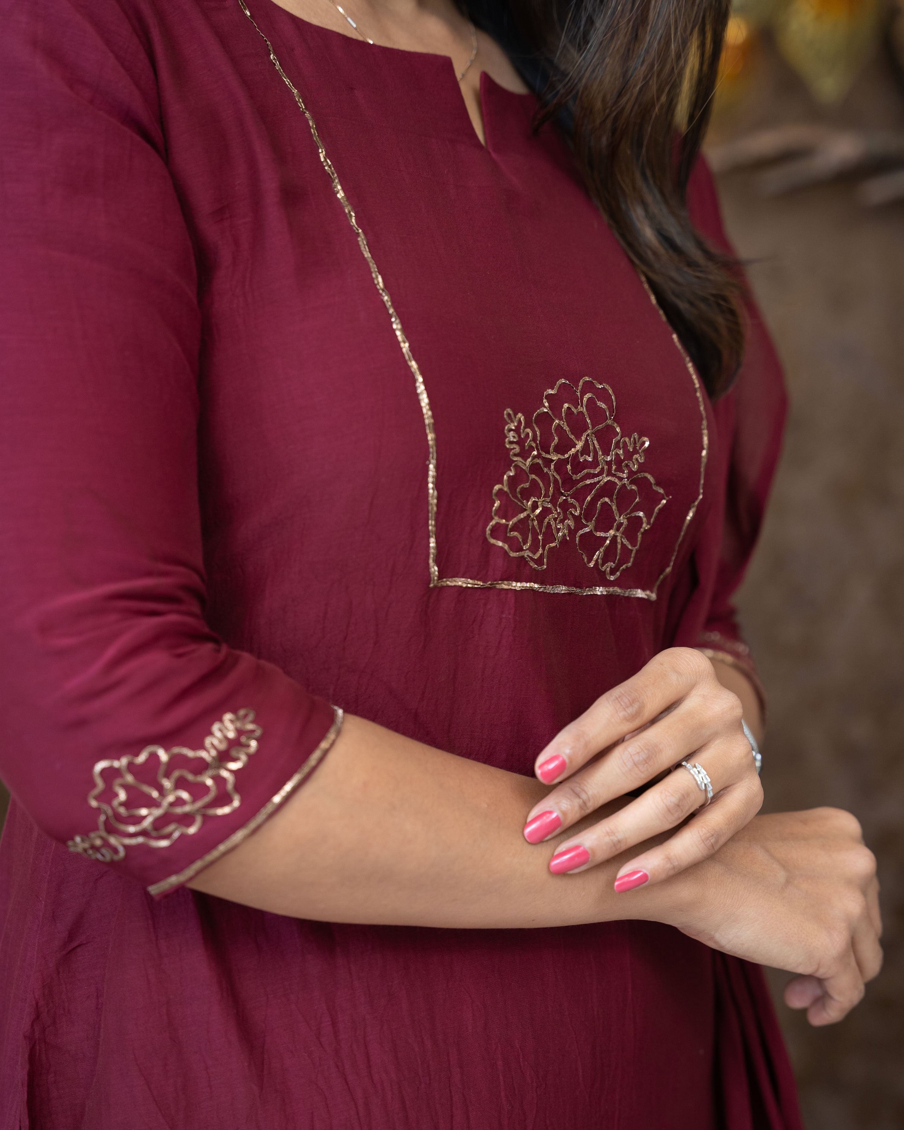 Load image into Gallery viewer, Mul Chanderi Designer Kurti(Pre-Order)-3950
