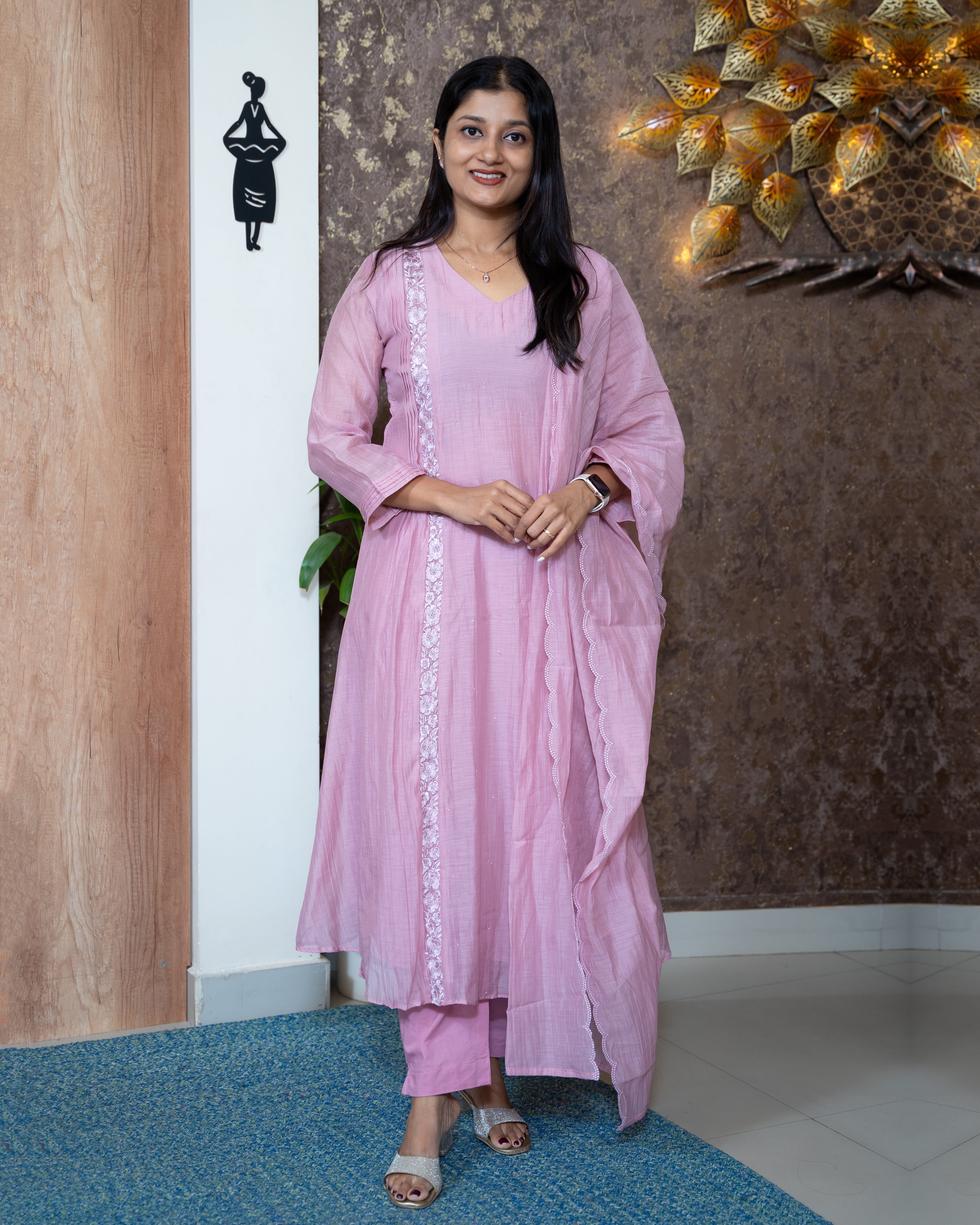 Load image into Gallery viewer, Mul Chanderi Suit-8266
