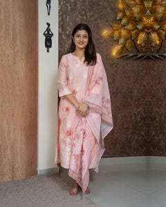 Linen Cotton Kurti Set-4010