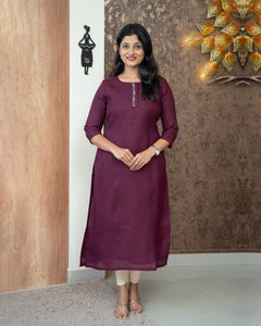 Linen Cotton Designer Kurti(Pre-Order)-4082