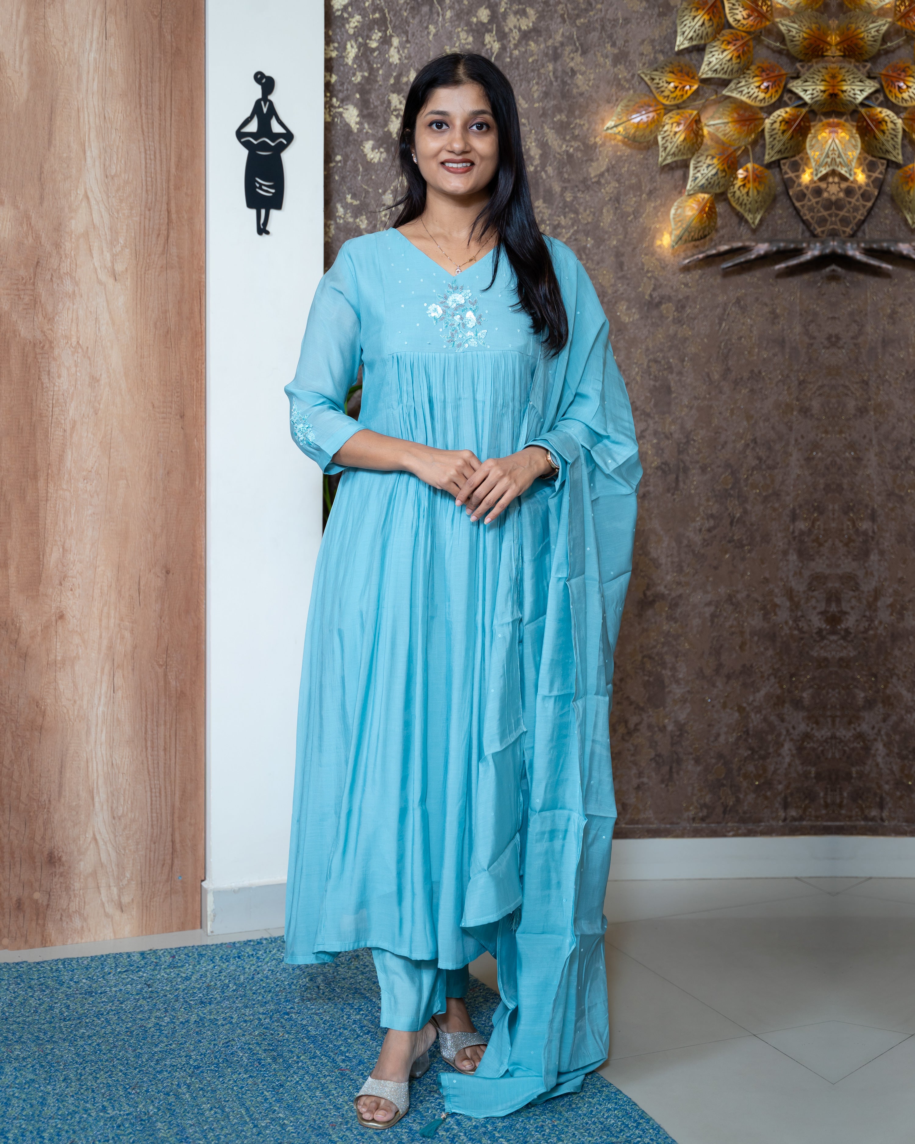 Load image into Gallery viewer, Mul Chanderi Suit-8264
