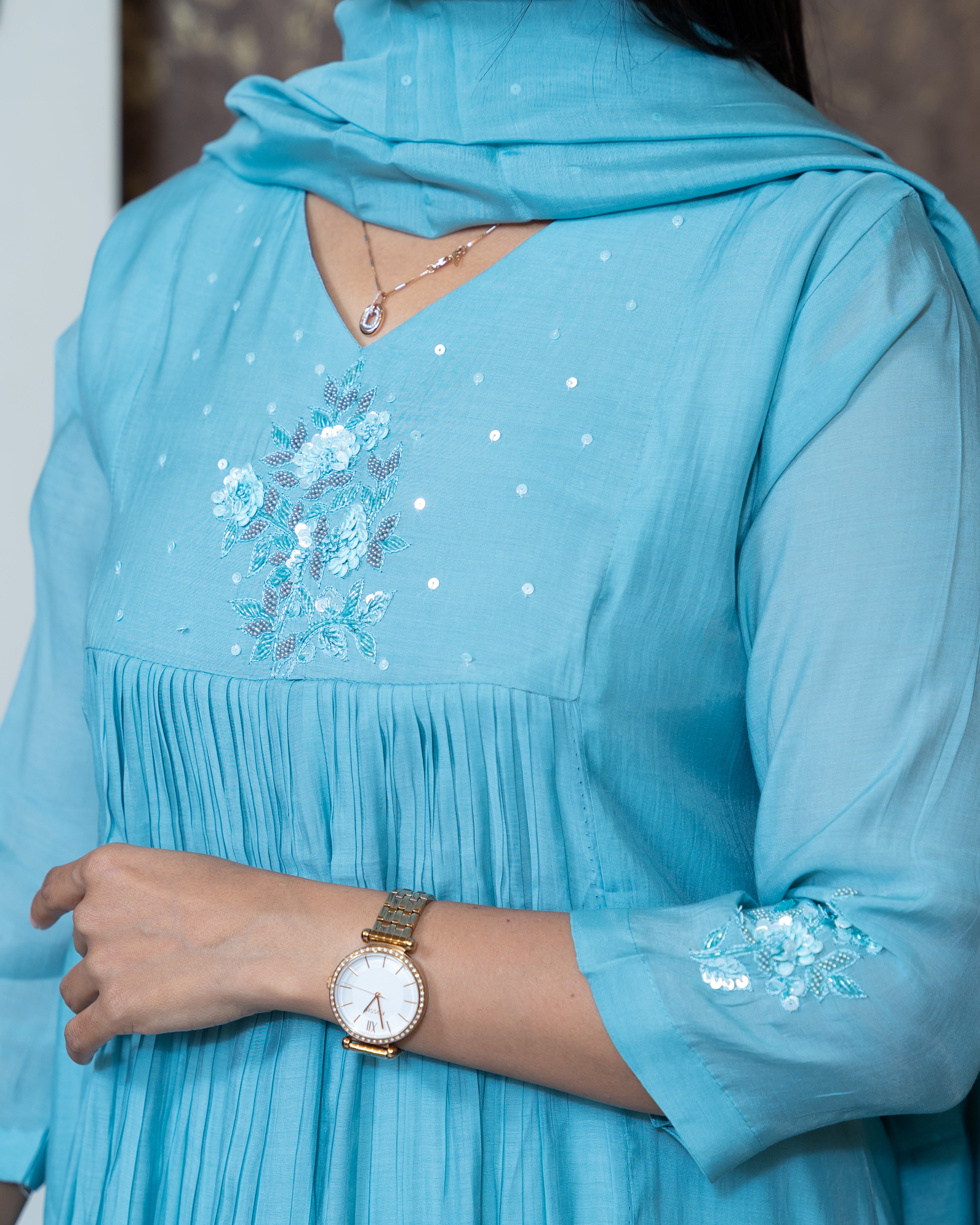 Load image into Gallery viewer, Mul Chanderi Suit-8264
