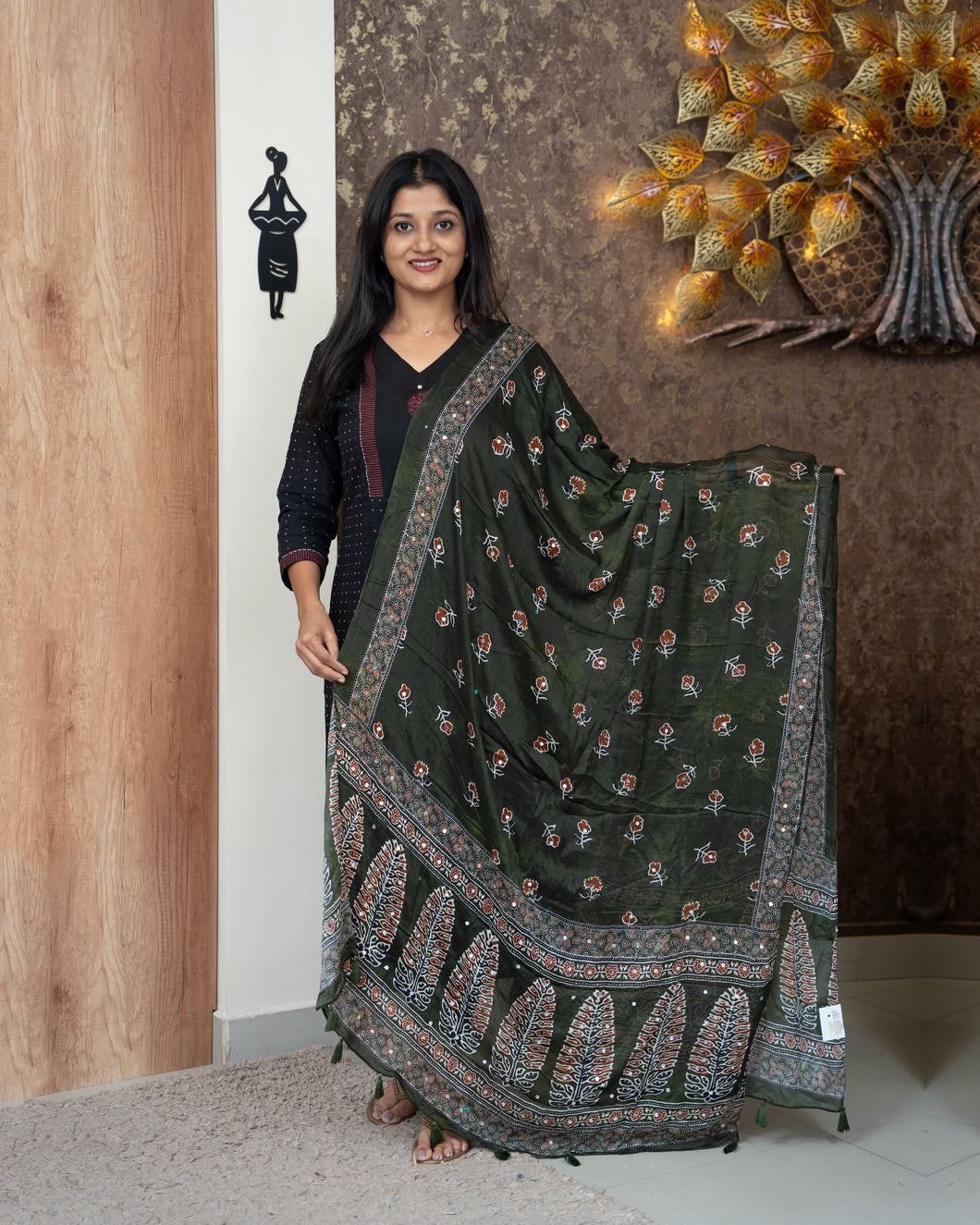 Crape Chinnon Dupatta-4131