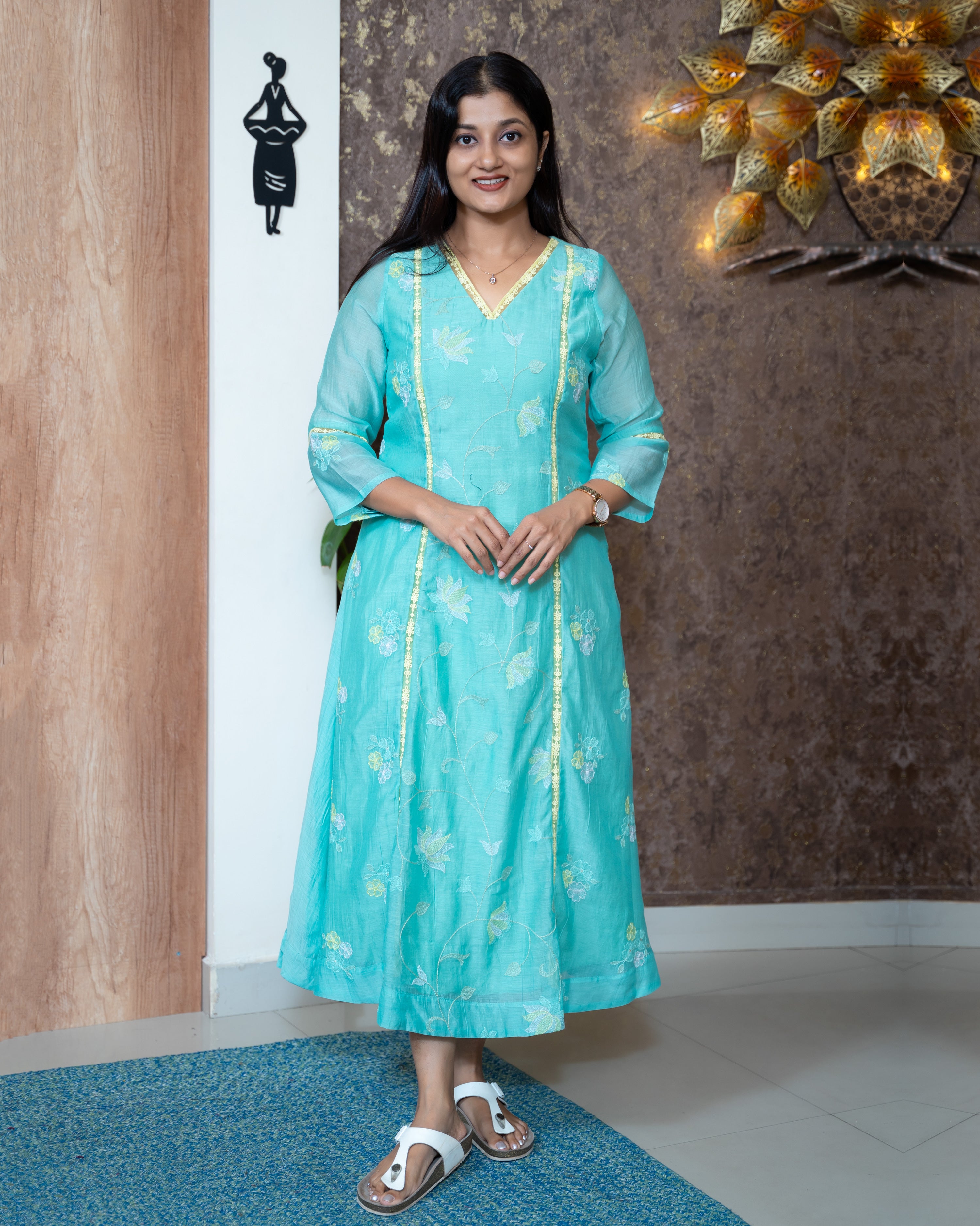 Load image into Gallery viewer, Mul Chanderi Designer Kurti(Pre-Order)-1044
