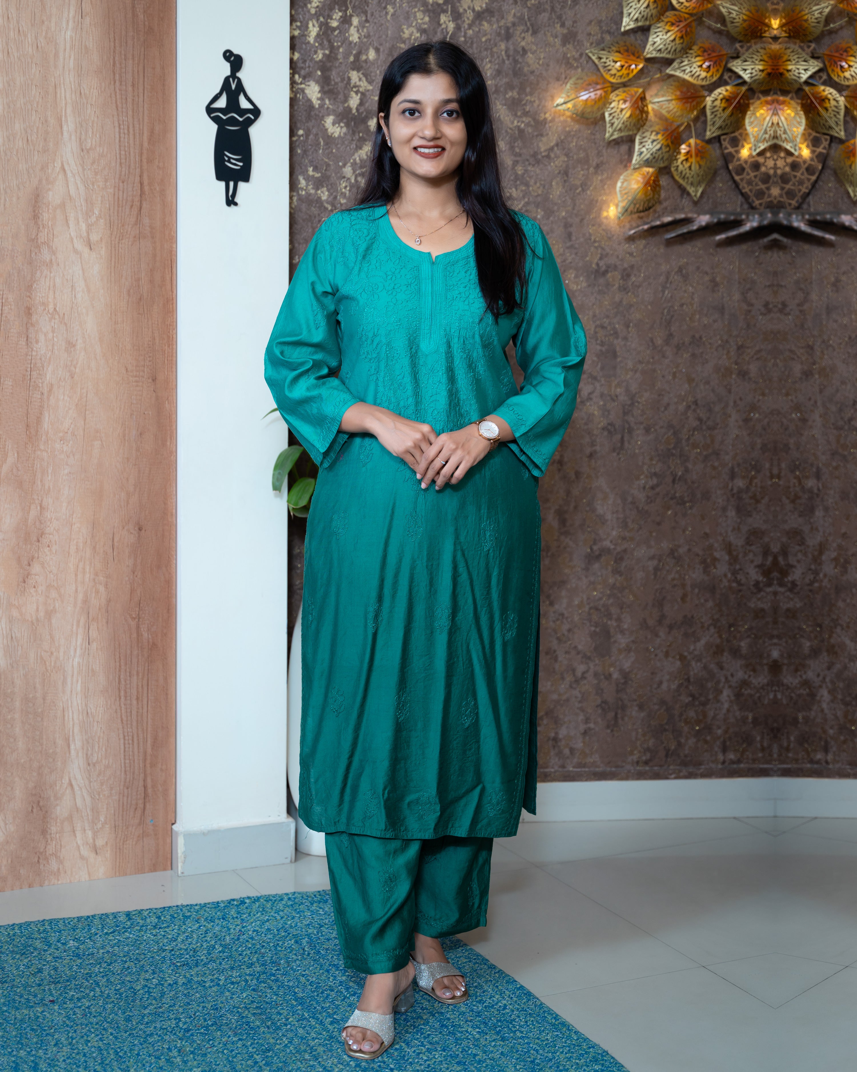 Load image into Gallery viewer, Semi Silk Co-Ord Set-8344
