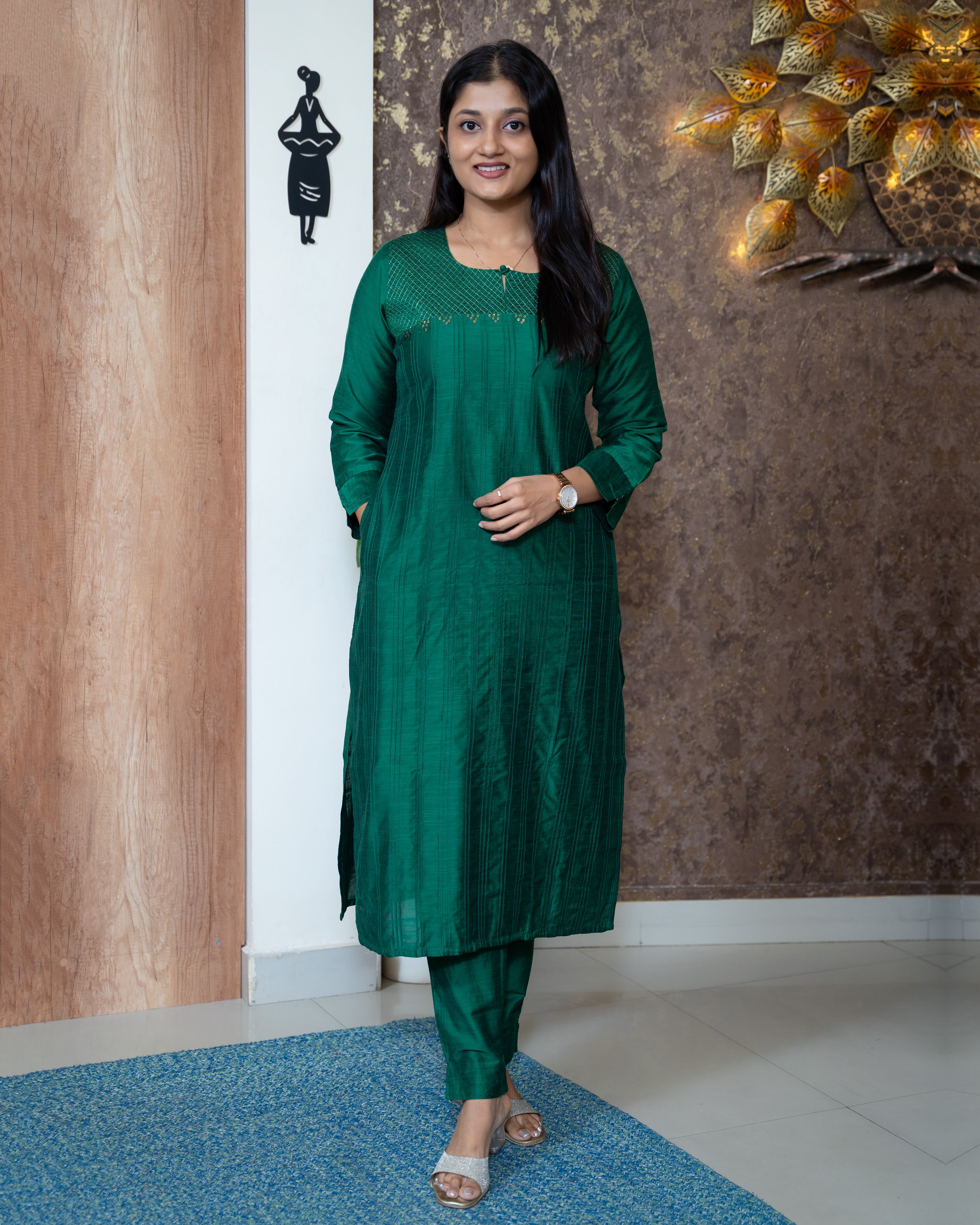 Load image into Gallery viewer, Cotton Silk Co-Ord Set-8386

