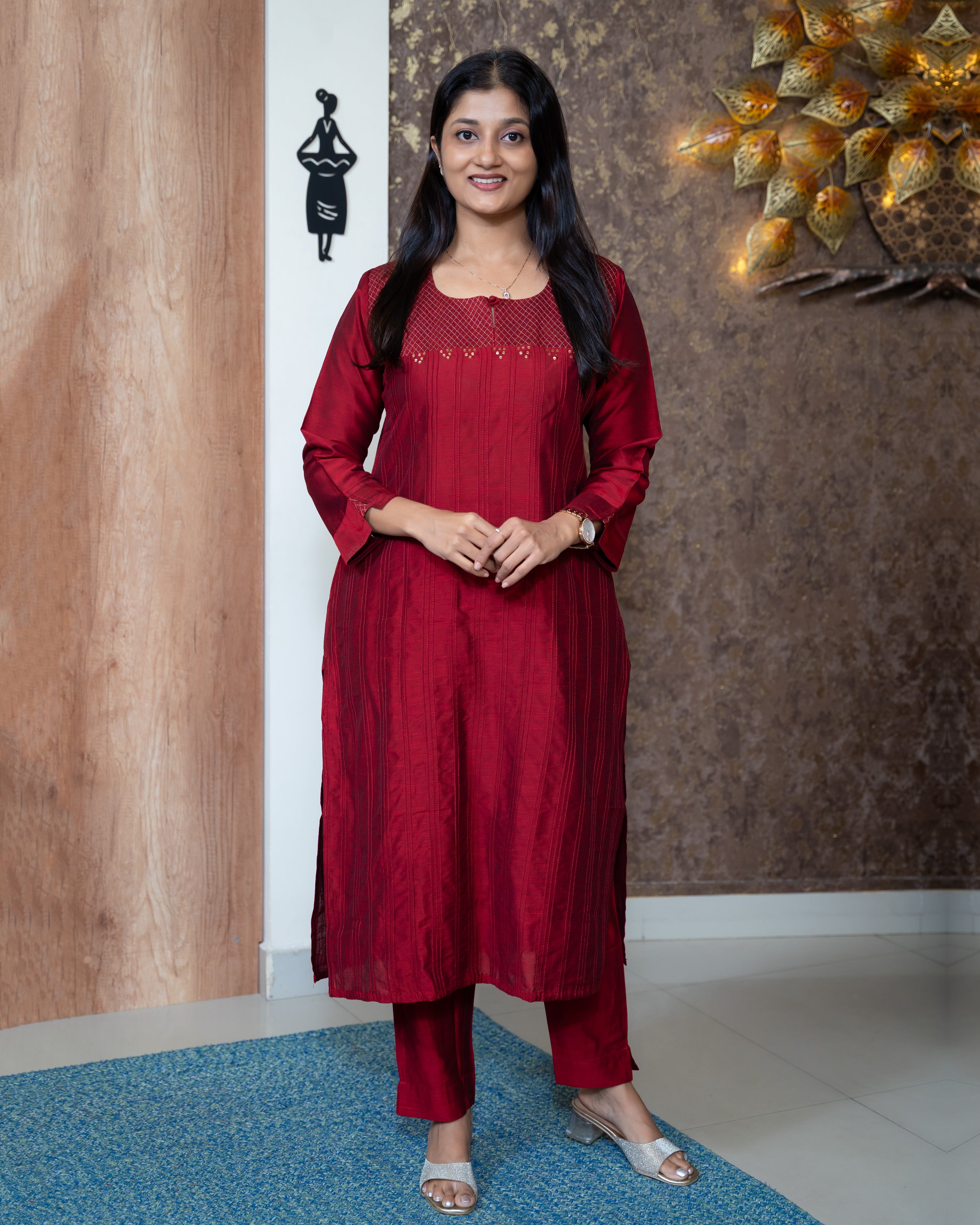Load image into Gallery viewer, Cotton Silk Co-Ord Set-8386
