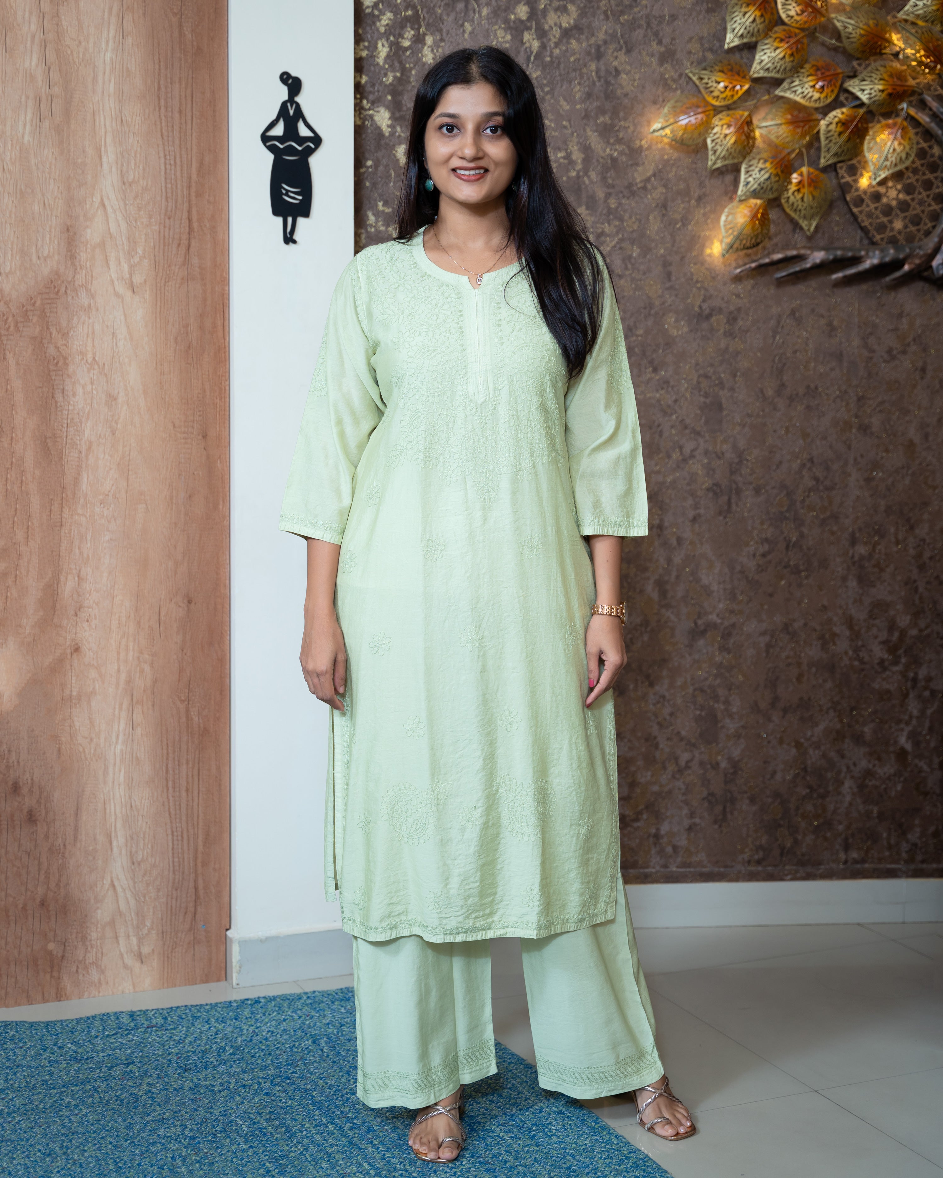Load image into Gallery viewer, Semi Silk Co-Ord Set-8446
