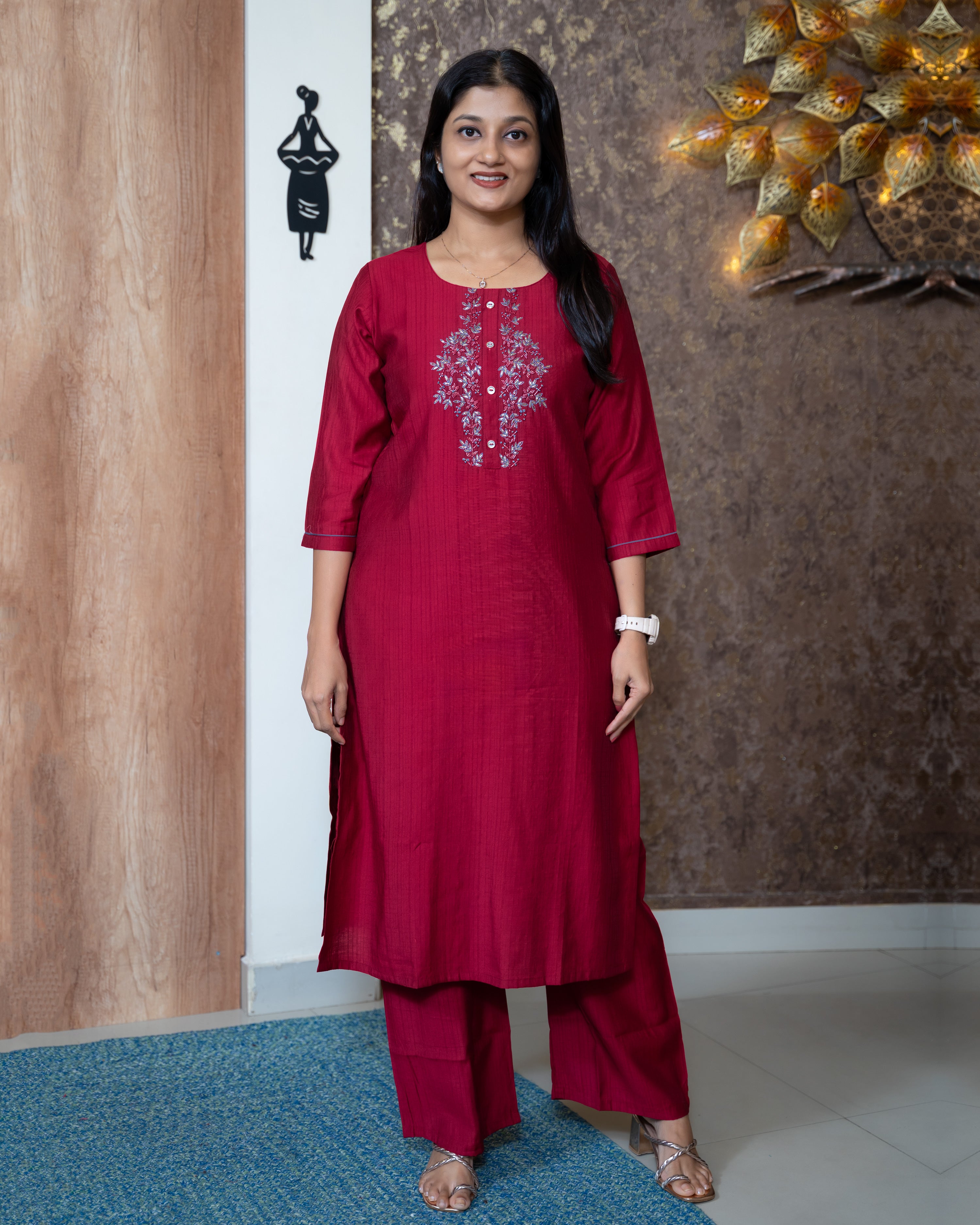 Load image into Gallery viewer, Semi Silk Co-Ord Set-8445
