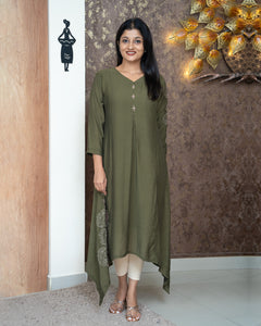 Crushed Semi Silk Kurti-4363