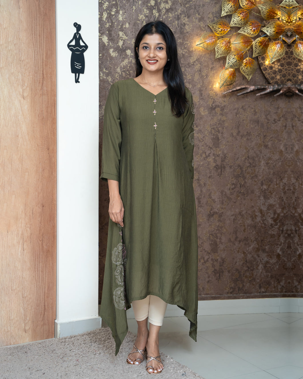 Crushed Semi Silk Kurti-4363