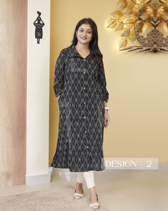 Pure Cotton Ikat A-line Kurti-5226