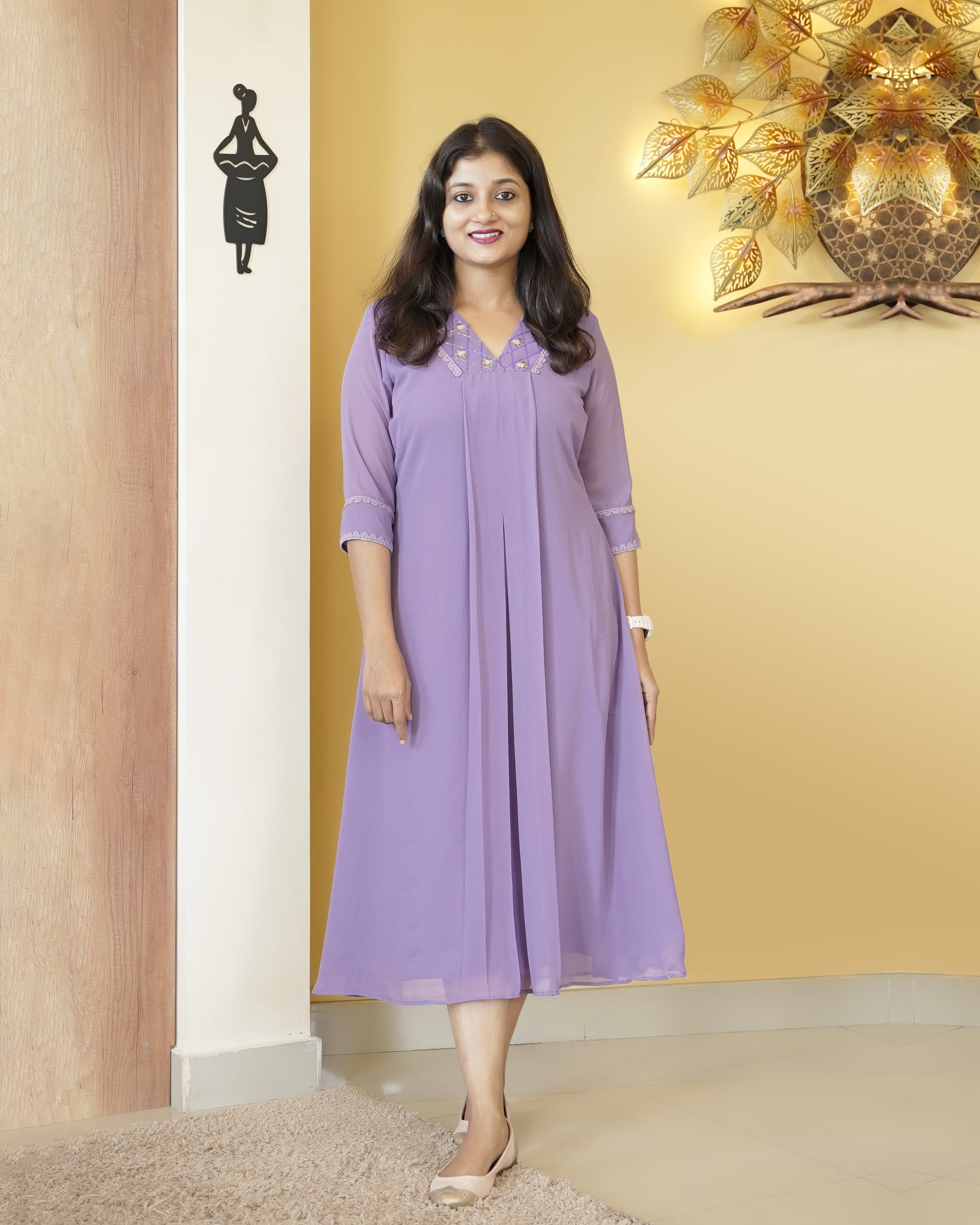 Line Kurti Georgette Kurtis Pinterest Georgette A-line Kurti(Pre