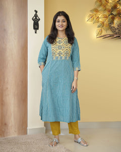 Pure Cotton A-line Kurti- 5330