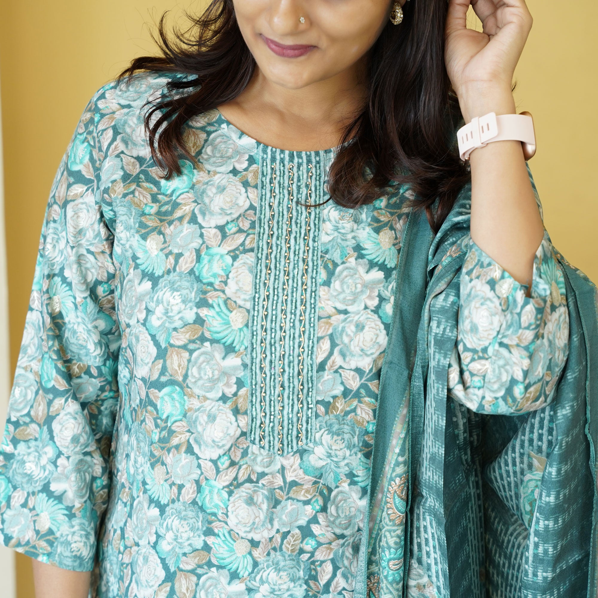 Load image into Gallery viewer, Muslin Silk Kurti Set-4287
