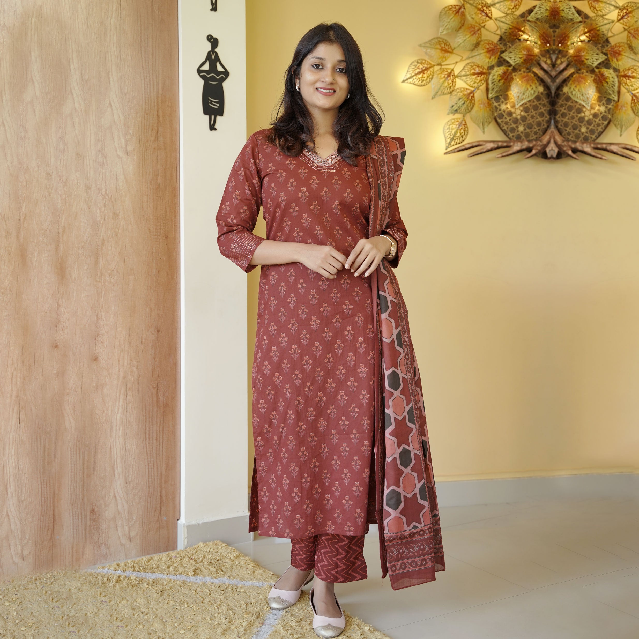 Load image into Gallery viewer, Pure Cotton Kurti Set-4291
