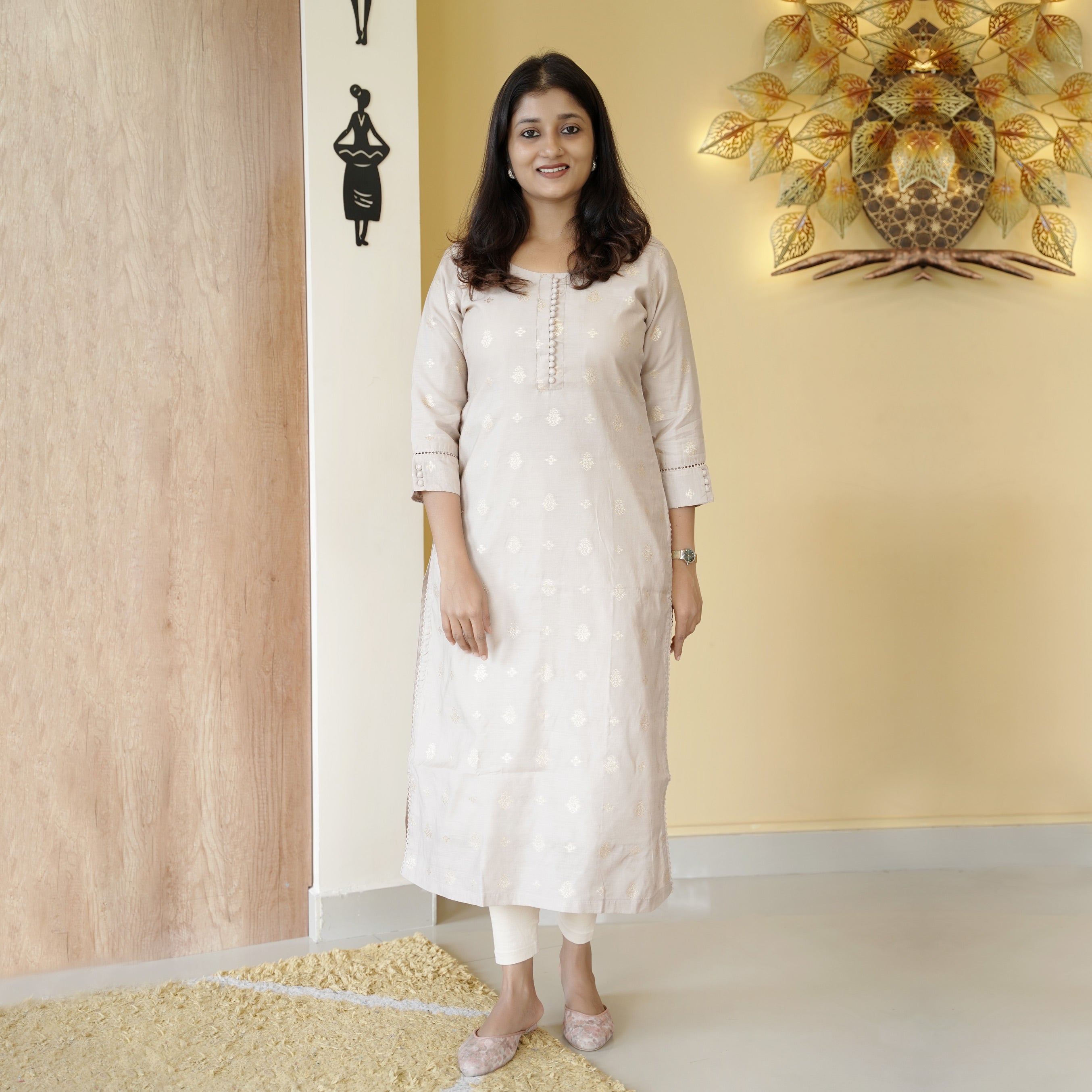 Load image into Gallery viewer, Chanderi Cotton Kurti-4463
