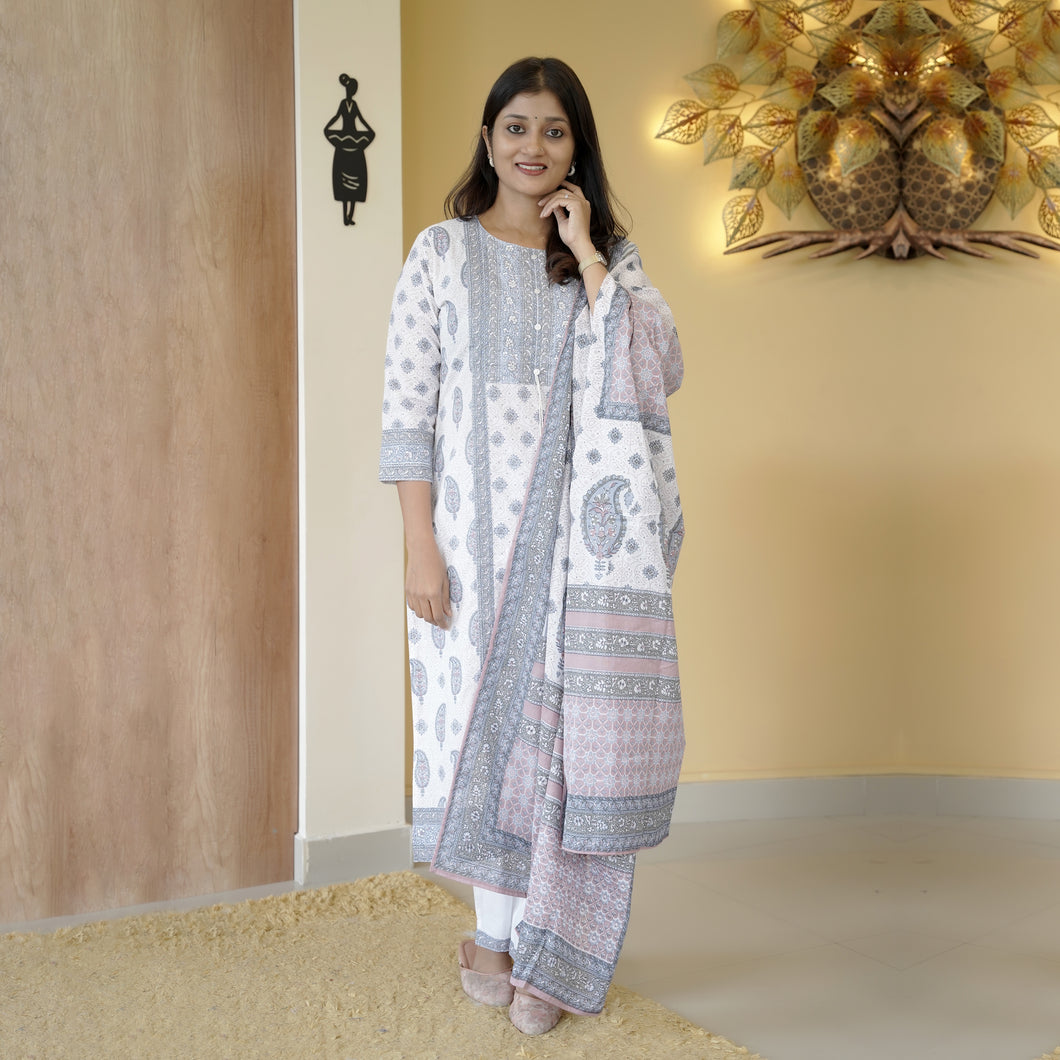 Pure Cotton Kurti Set - 4686