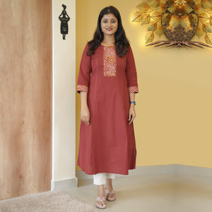 Pure Cotton A-line Kurti-3662